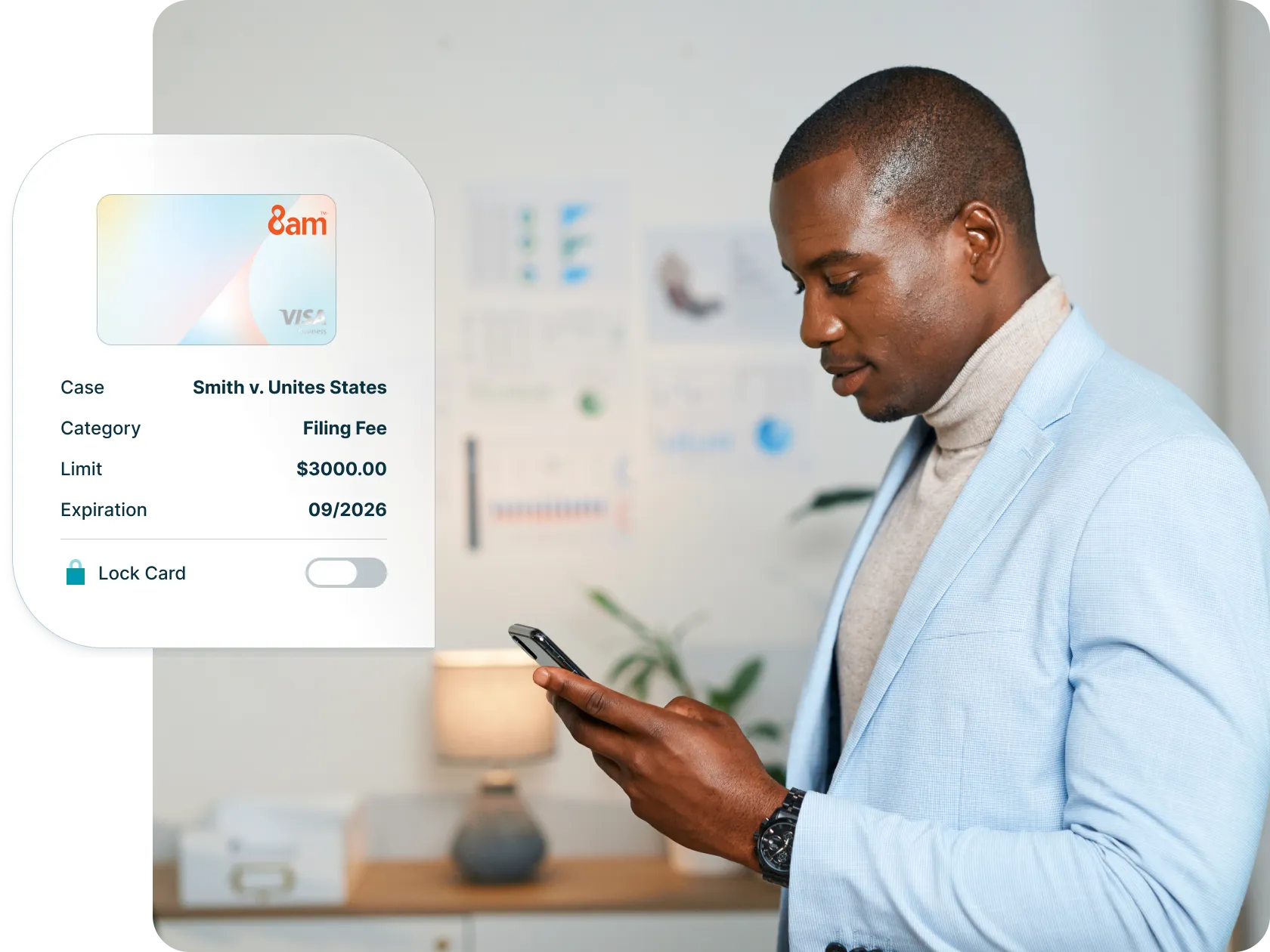 Solo law firm attorney on a call, tracking outstanding invoices and 45% revenue growth in his practice management software dashboard.