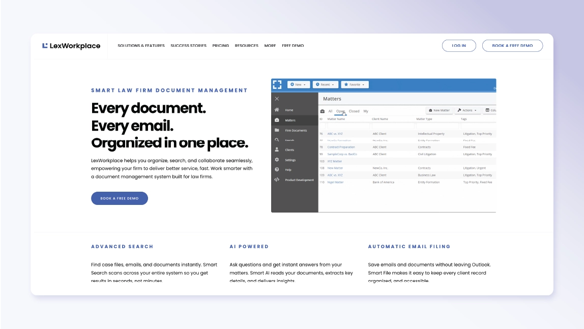 Lex workplace homepage screenshot