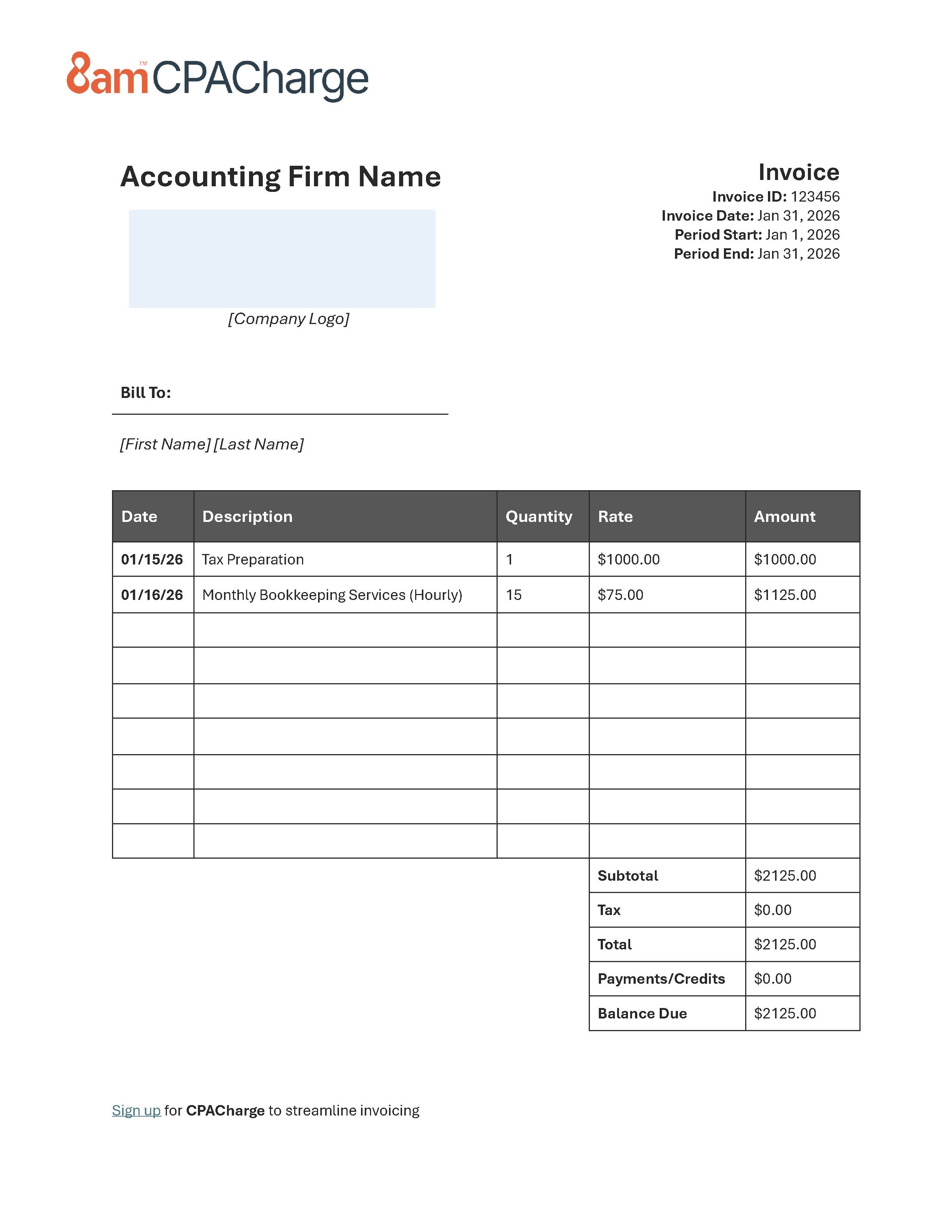 Accounting invoice template - image