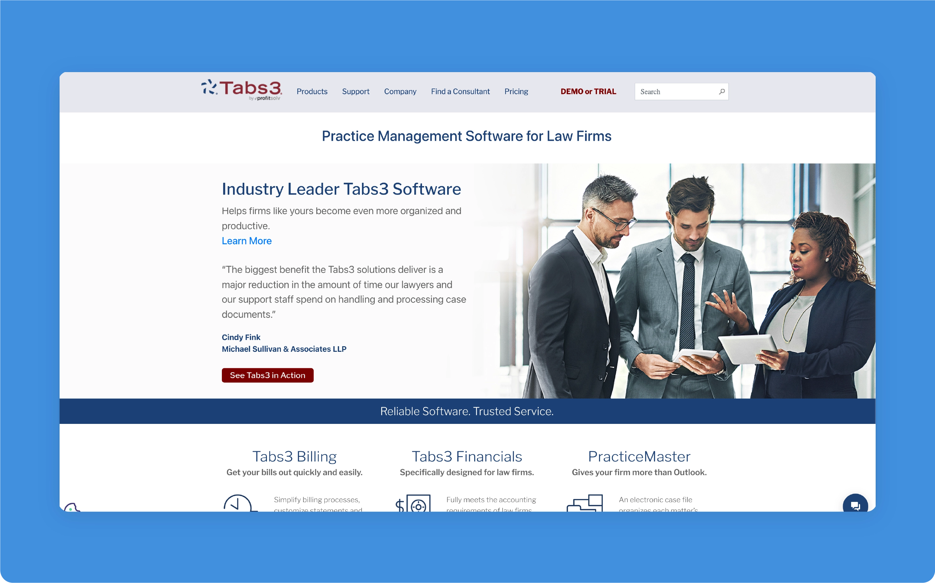 Tabs3 homepage screenshot