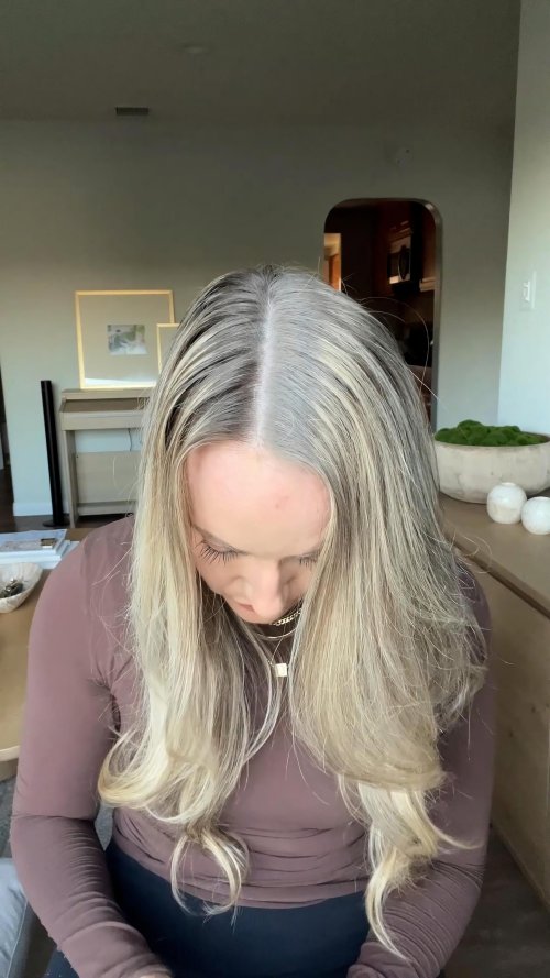 Highlighted blonde part line