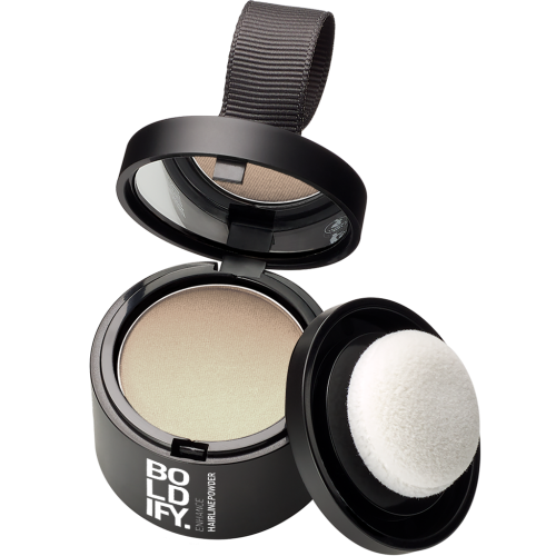 Boldify Hairline Powder open compact with visible powder, Light Blonde