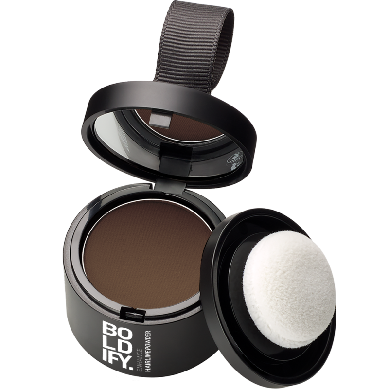 Boldify Hairline Powder open compact with pressed powder and applicator sponge