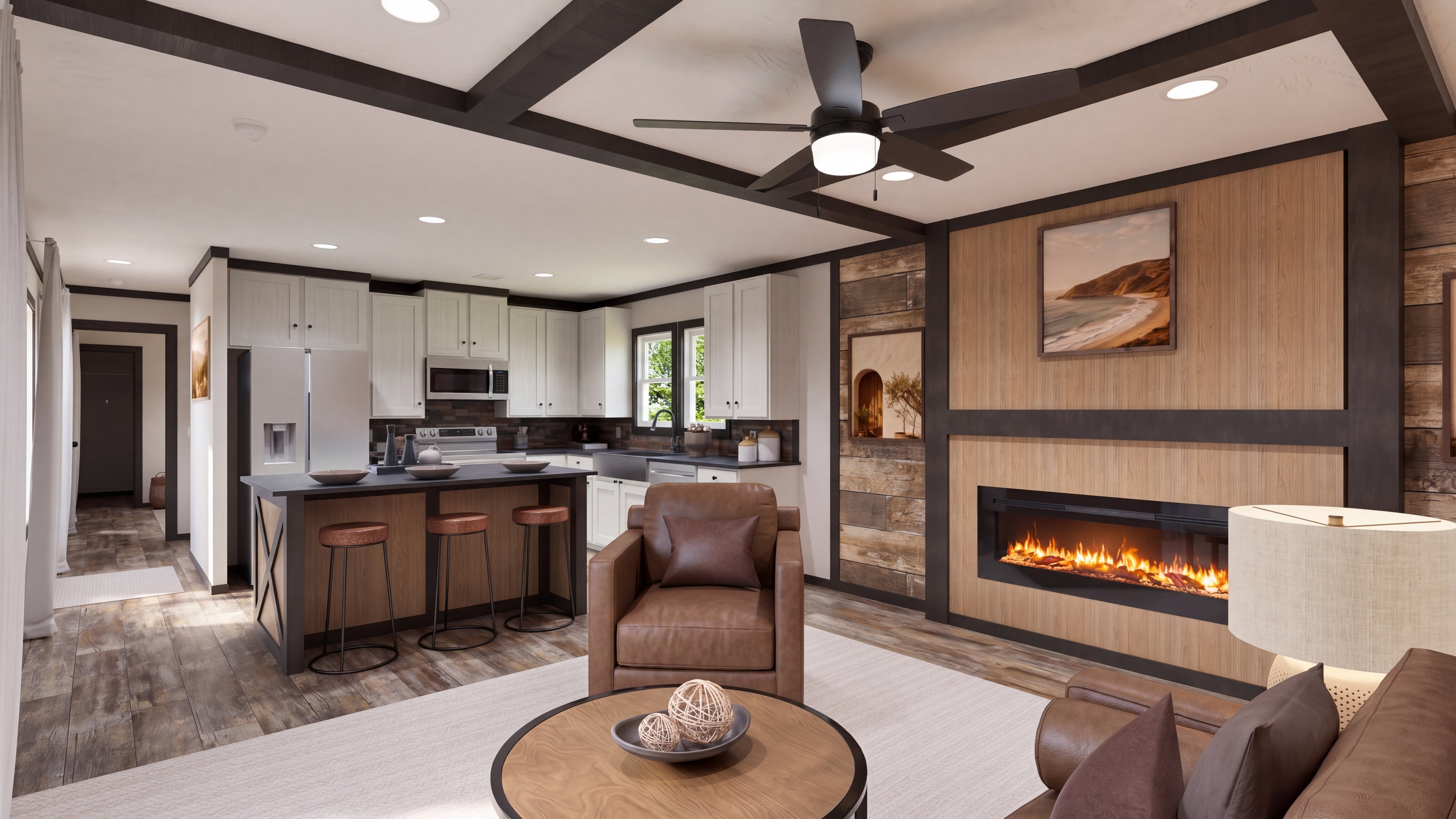 Living room rendering of the Baby Boujee home.