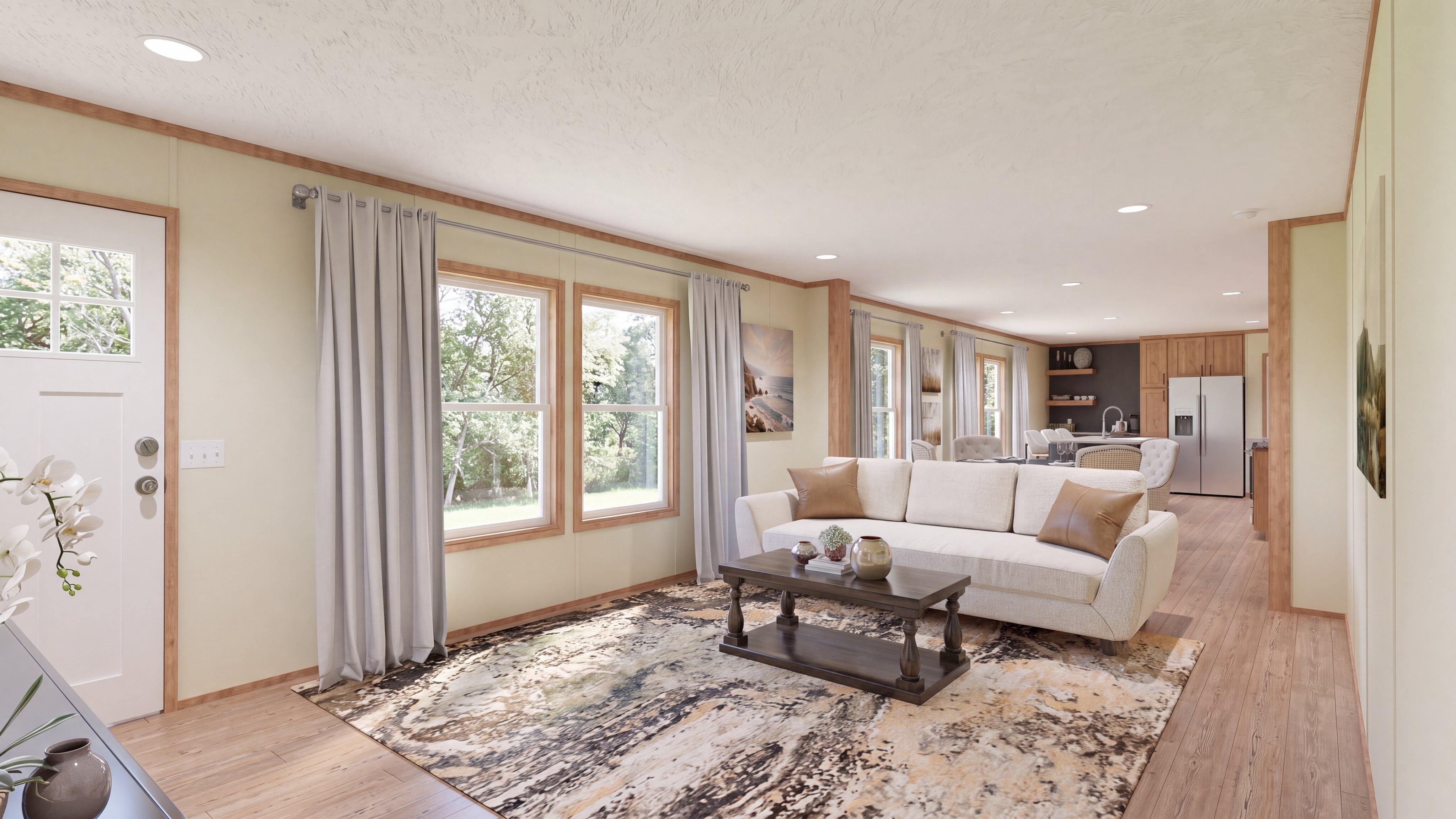 Living room rendering of the Rainier home.