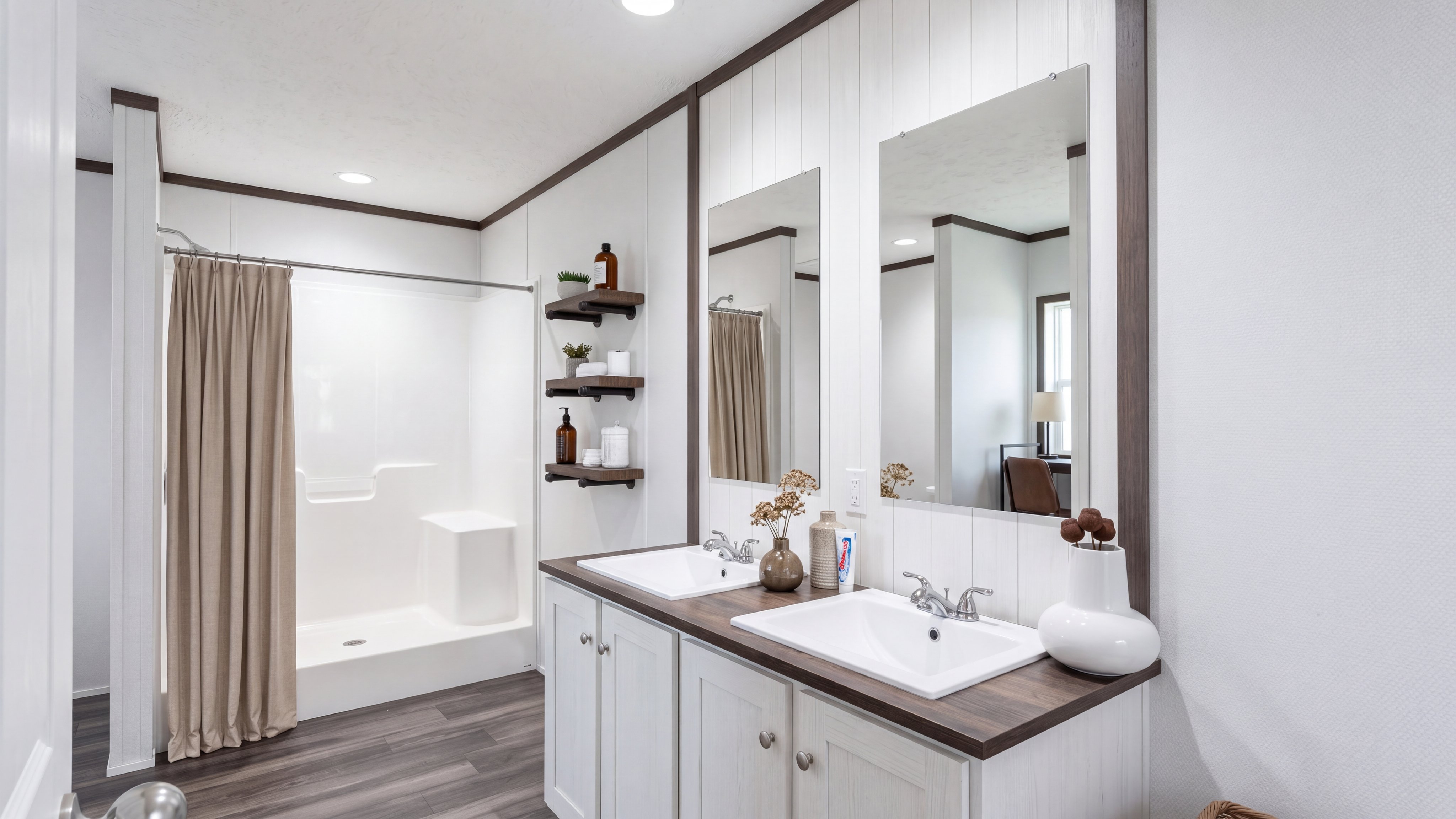 Primary bathroom rendering of the Empower home.