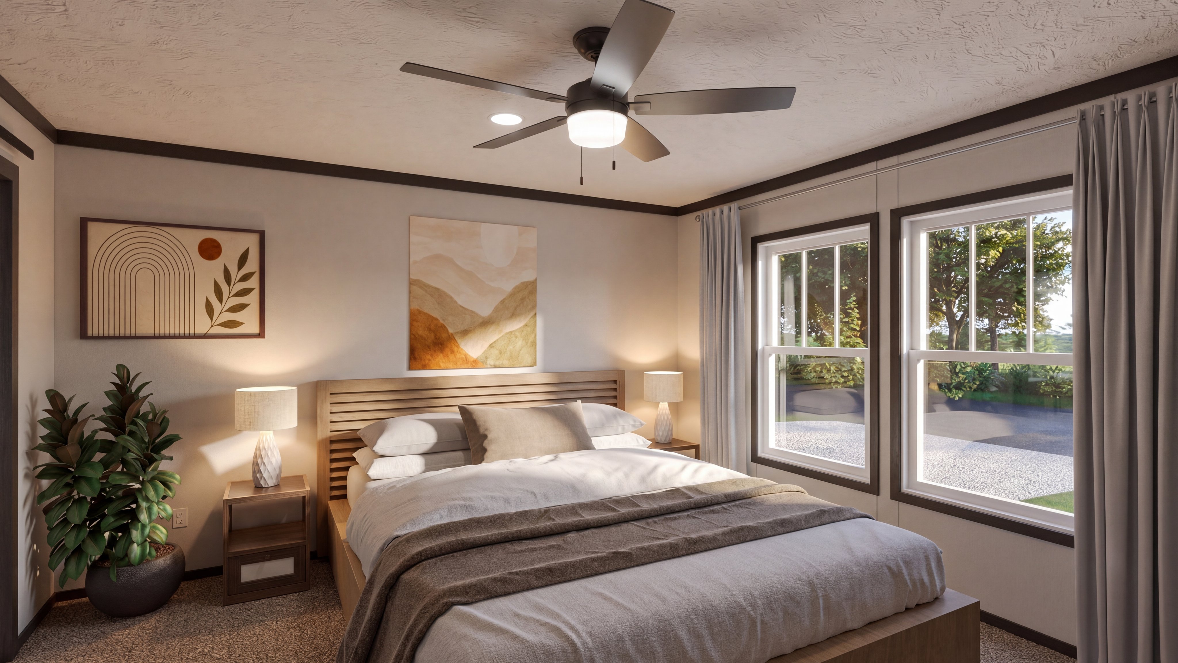 Primary bedroom rendering of the Boujee 2 home.