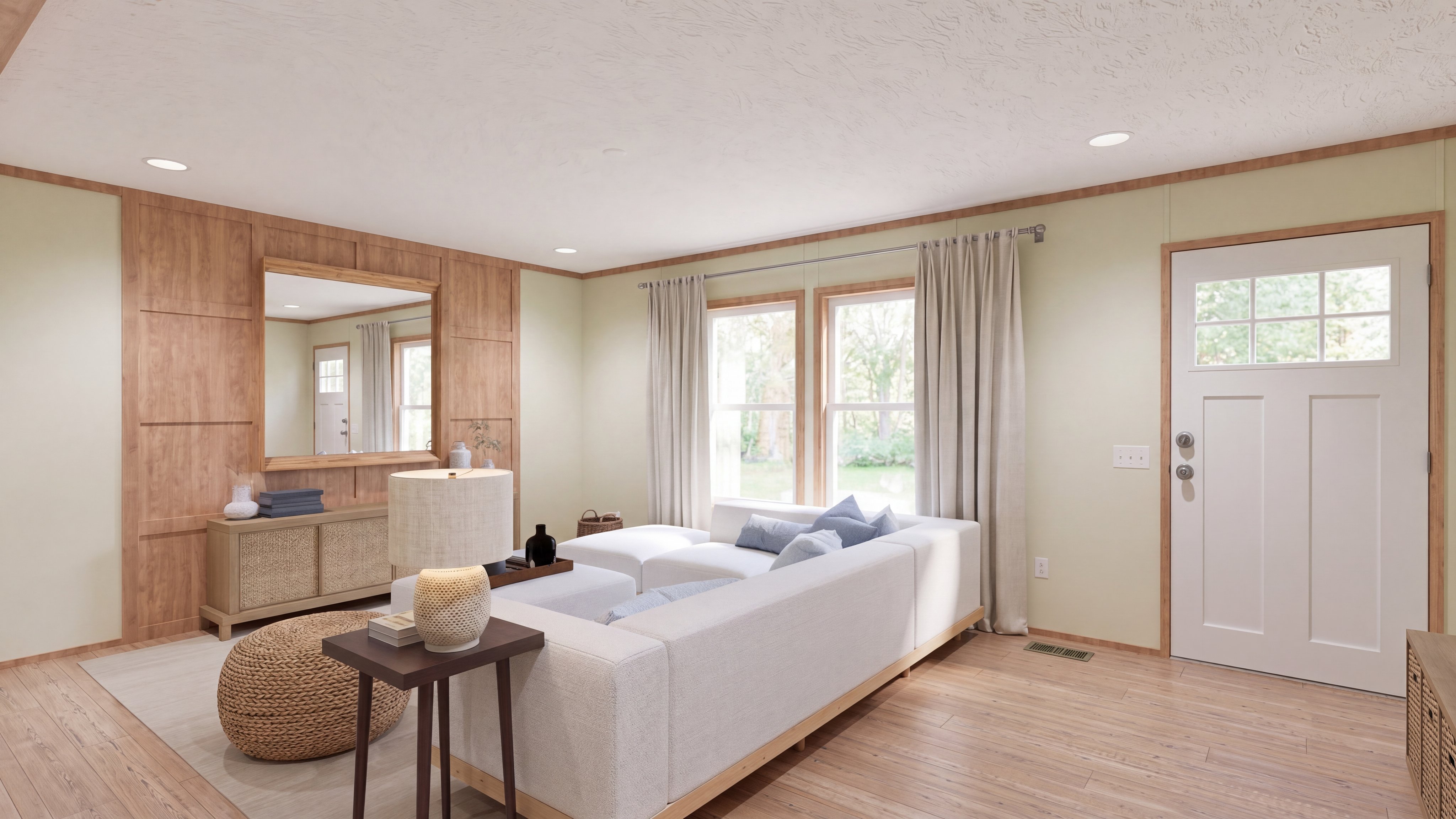 Living room rendering of the Snowcap home.