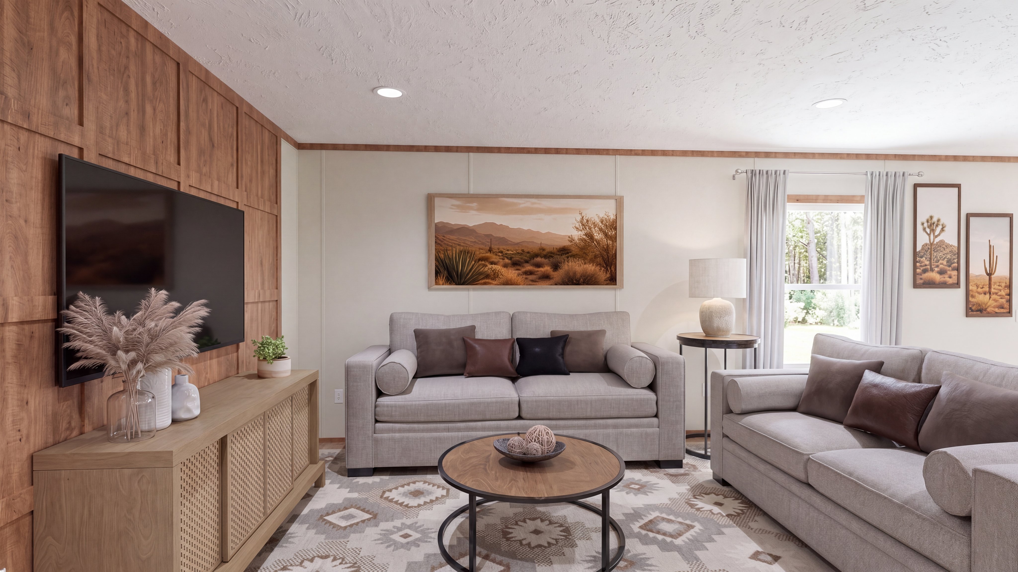 Living room rendering of the Tuscany home.