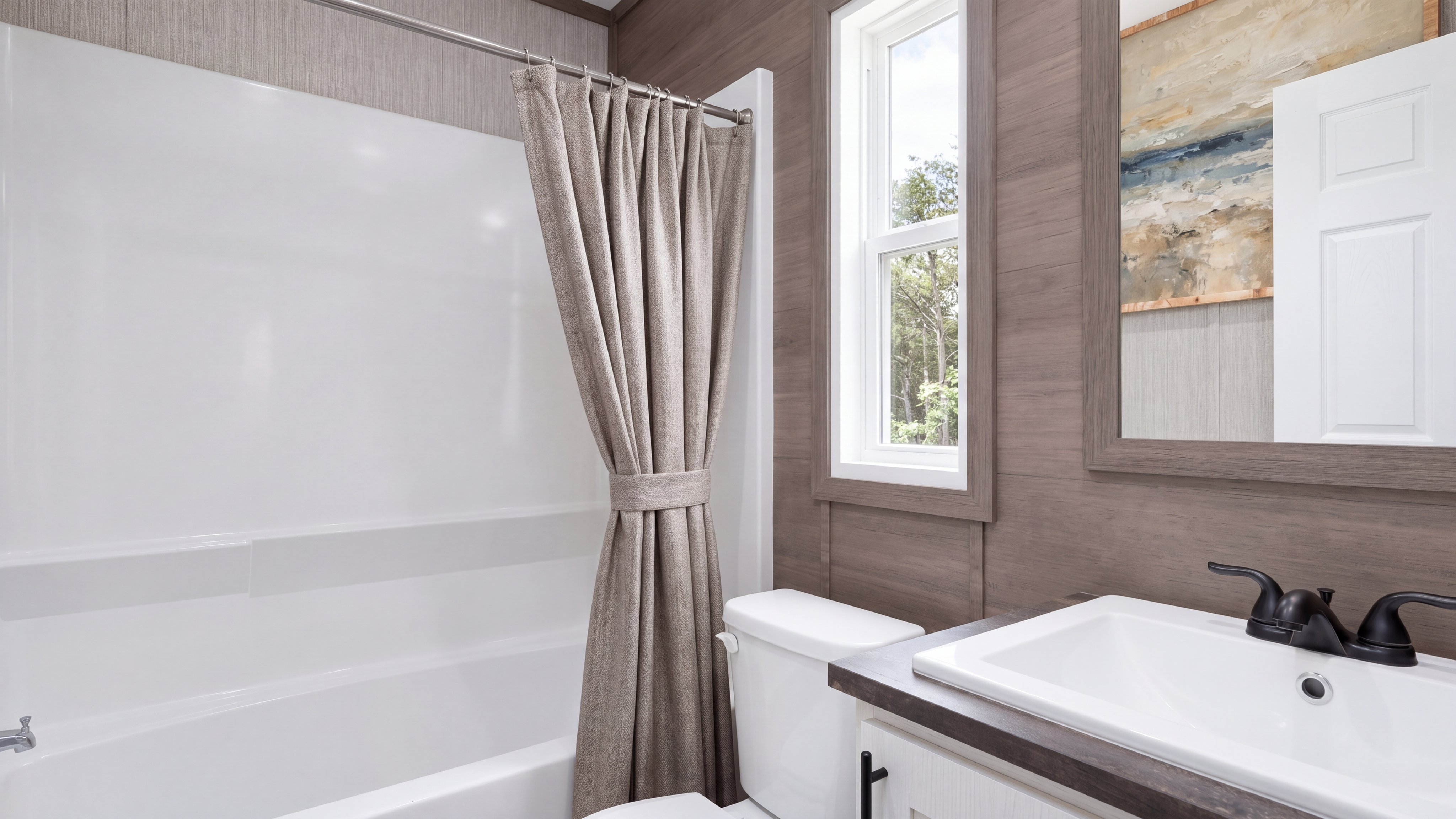 Guest bathroom rendering of the The Seaside home.