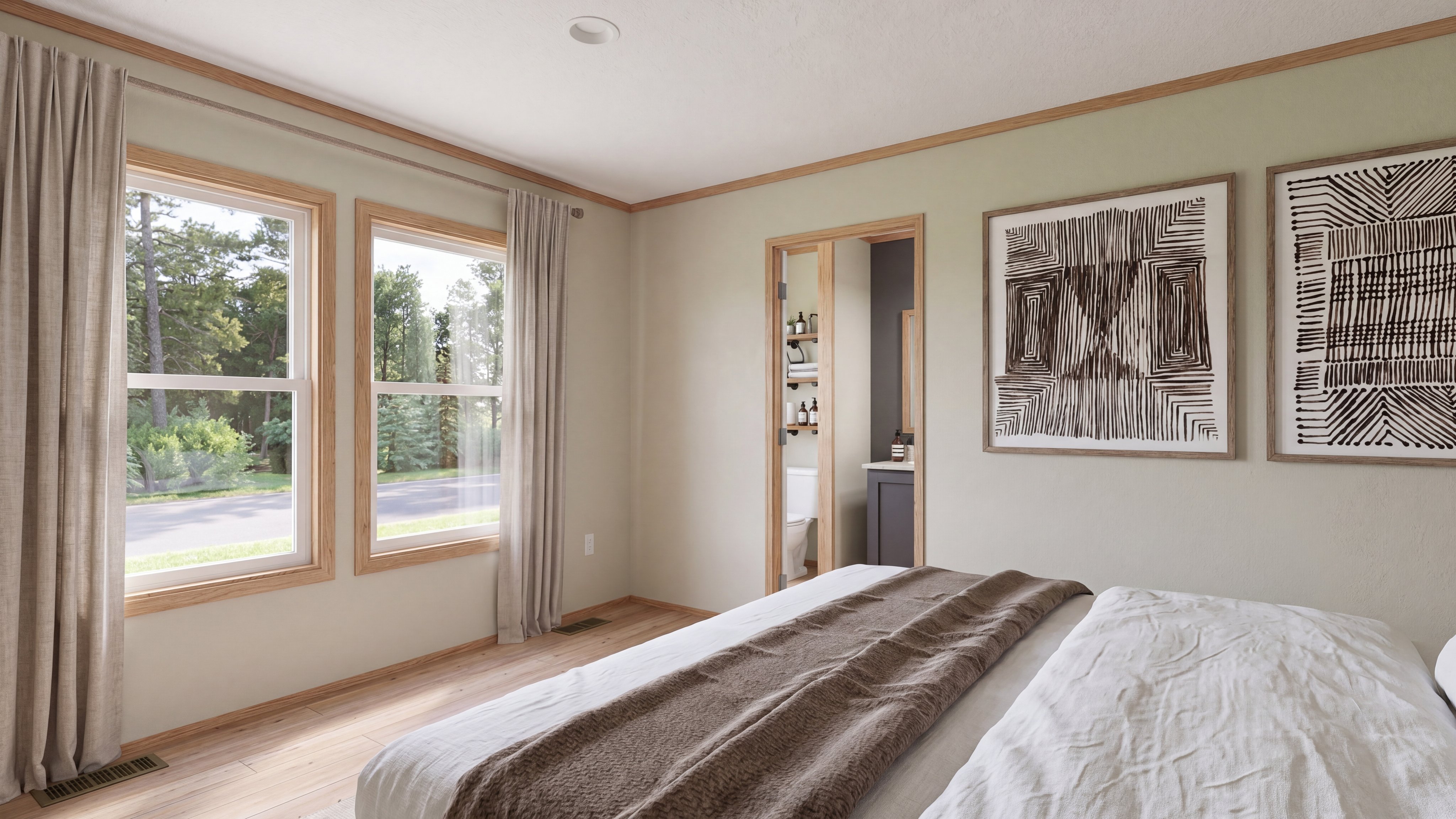 Primary bedroom rendering of the Hudson home.