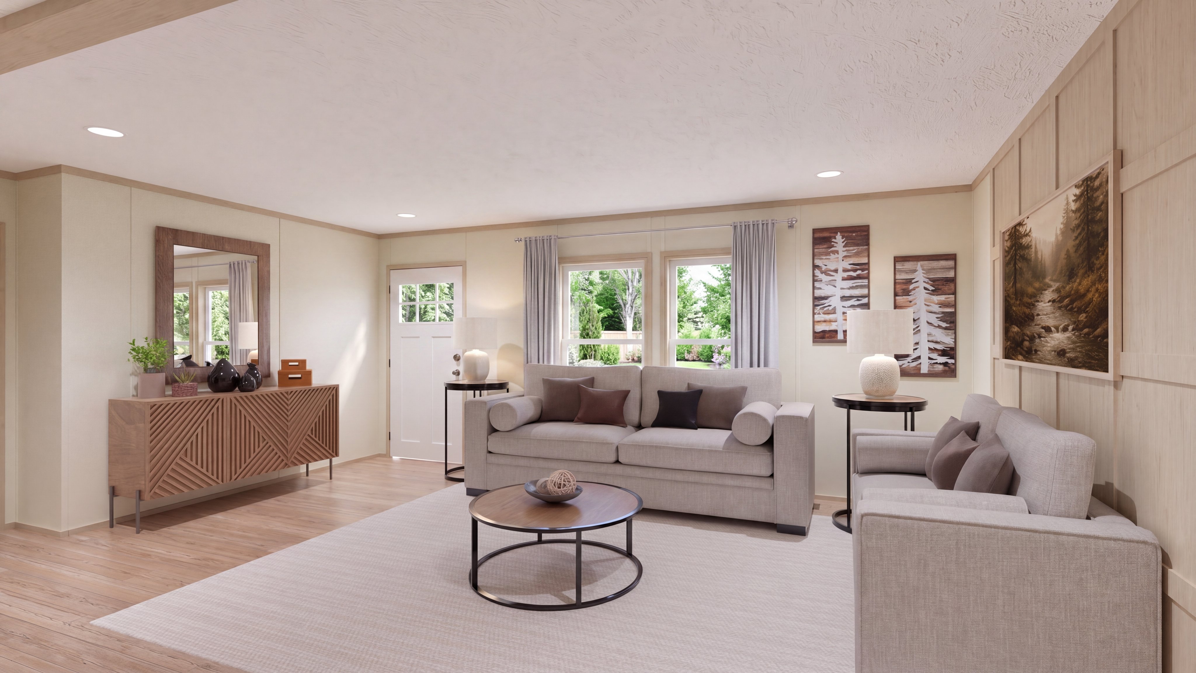 Living room rendering of the Morocco home.
