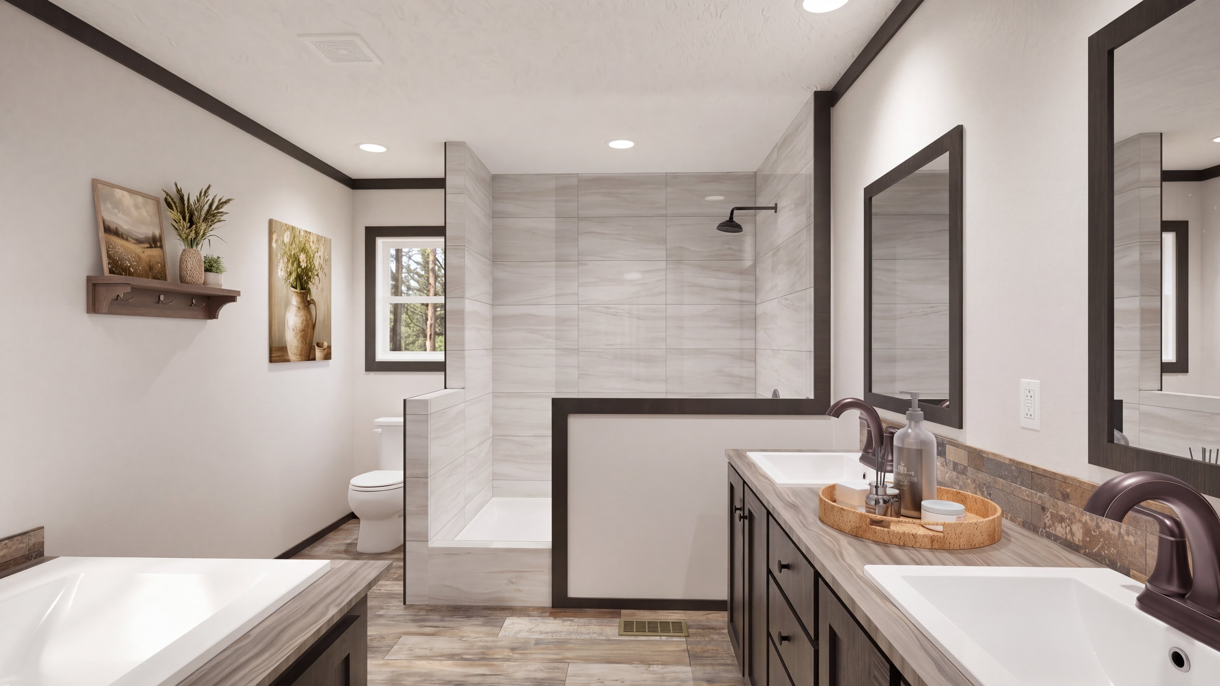Primary bathroom rendering of the Boujee 56 home.