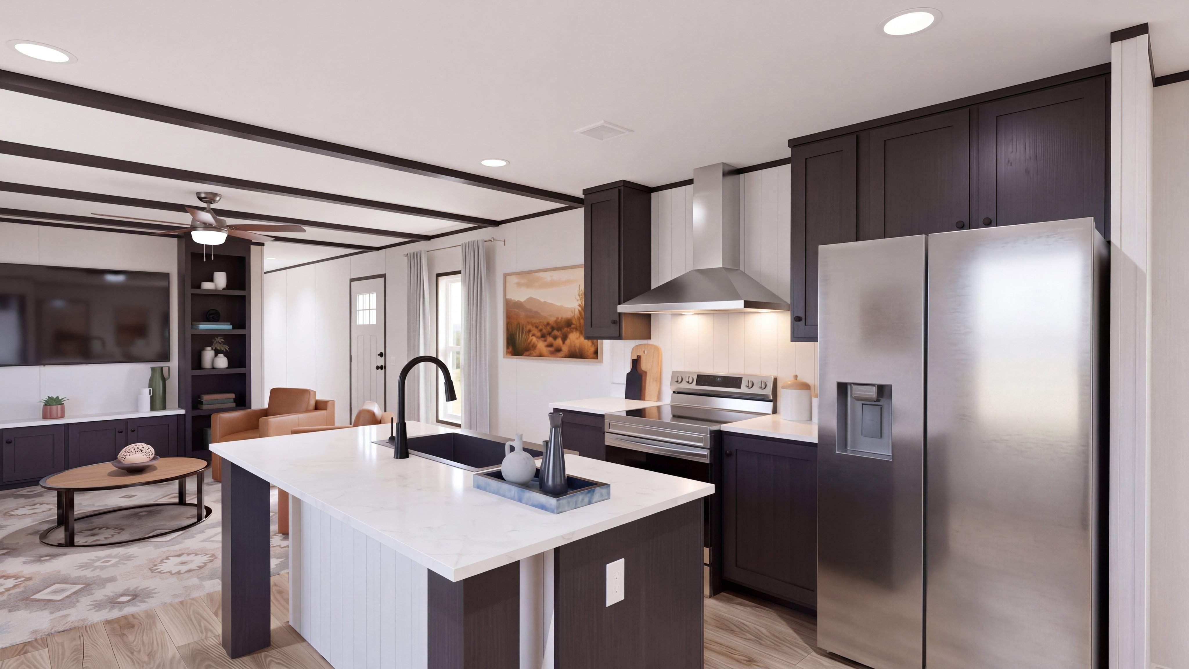 Kitchen rendering of the Anniversary 16763 home.