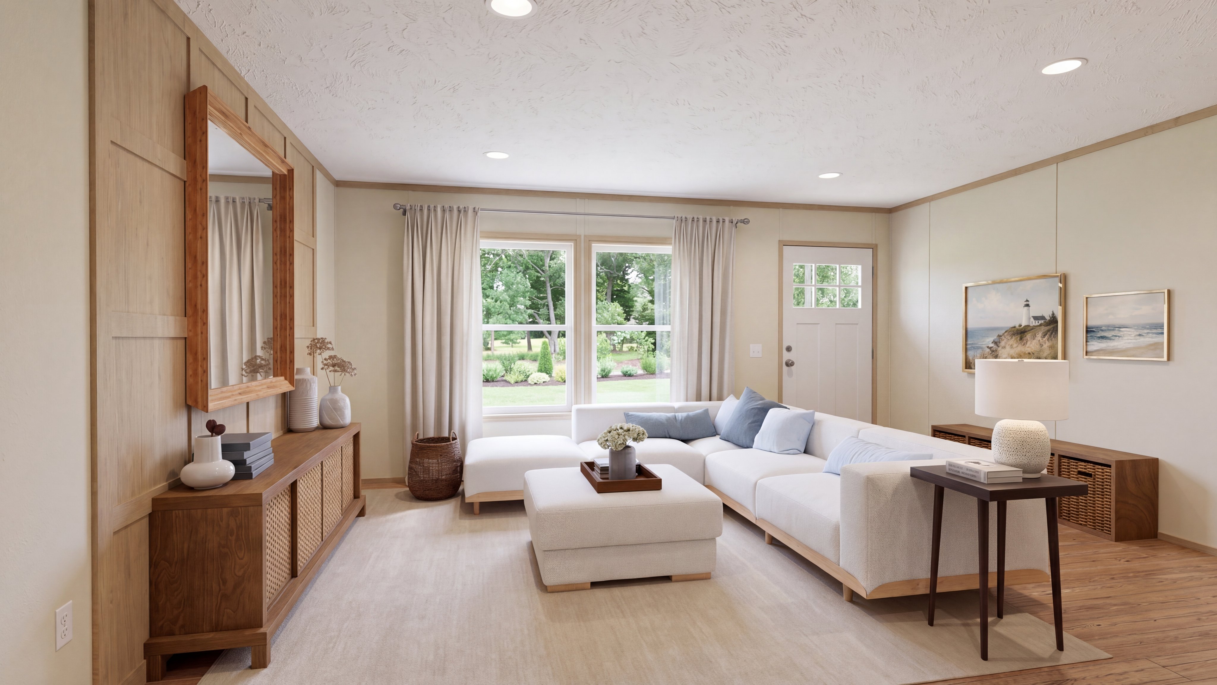 Living room rendering of the Boone home.