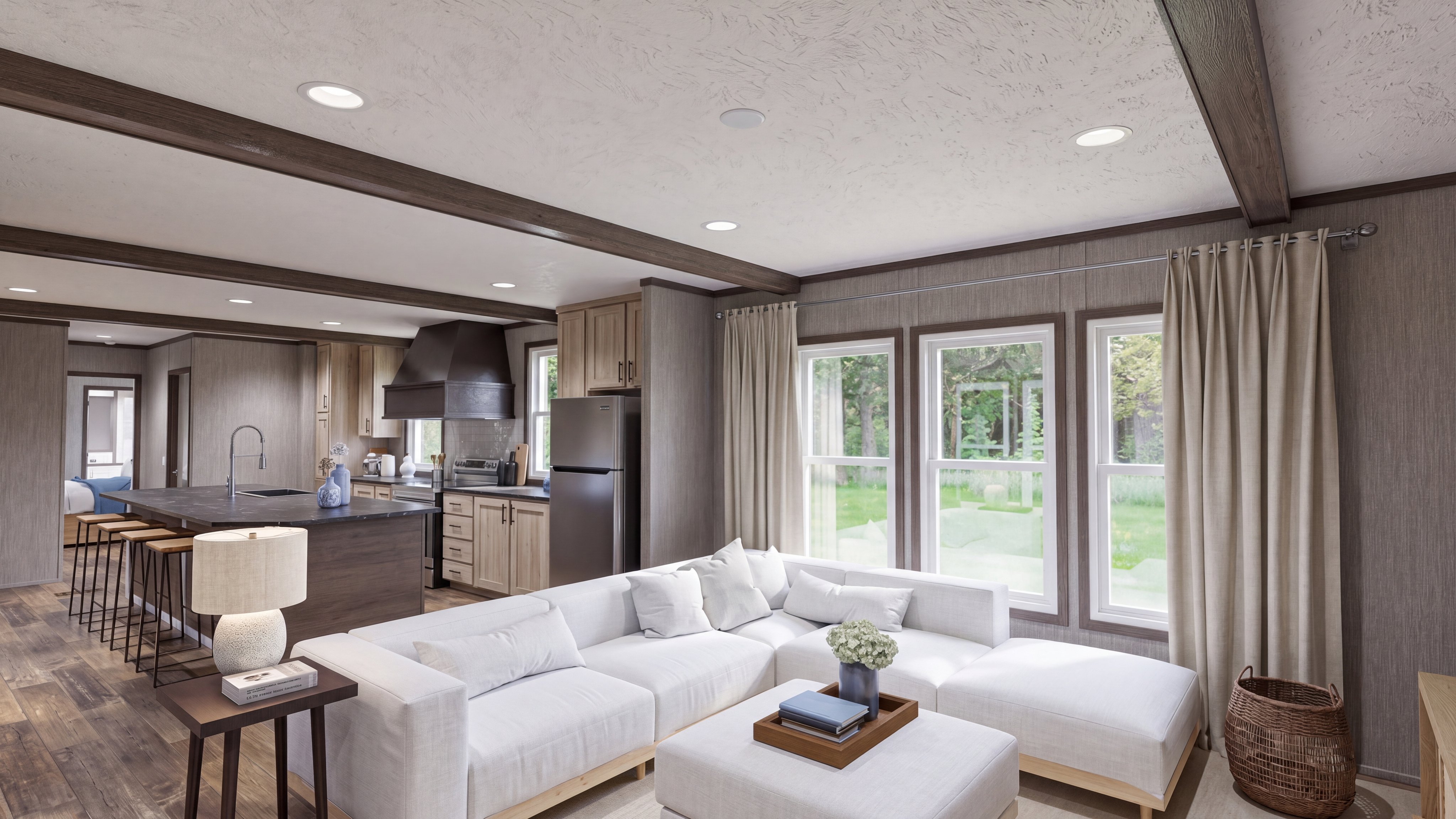 Living room rendering of the The Seaside home.