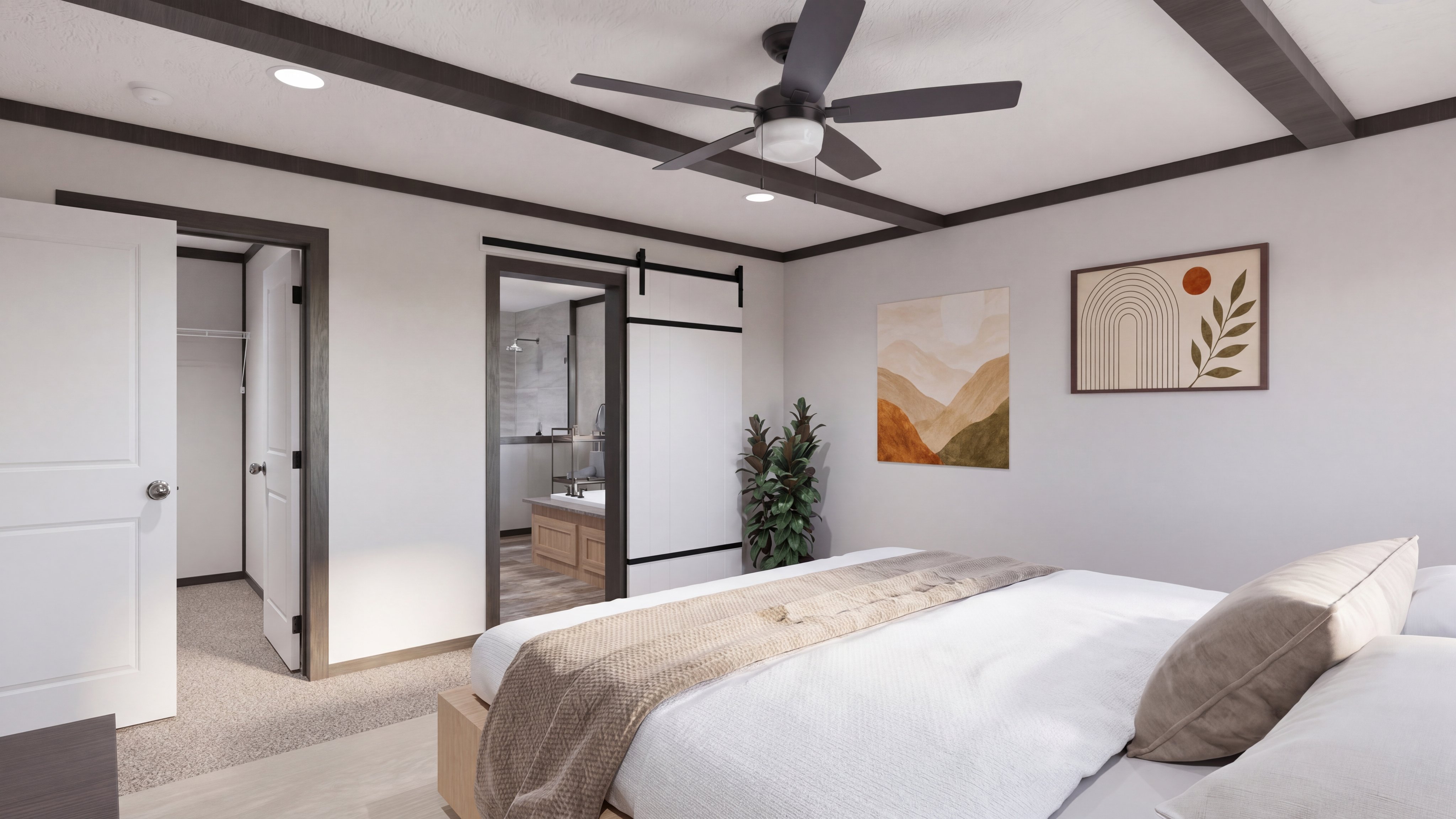 Primary bedroom rendering of the Boujee Lux home.