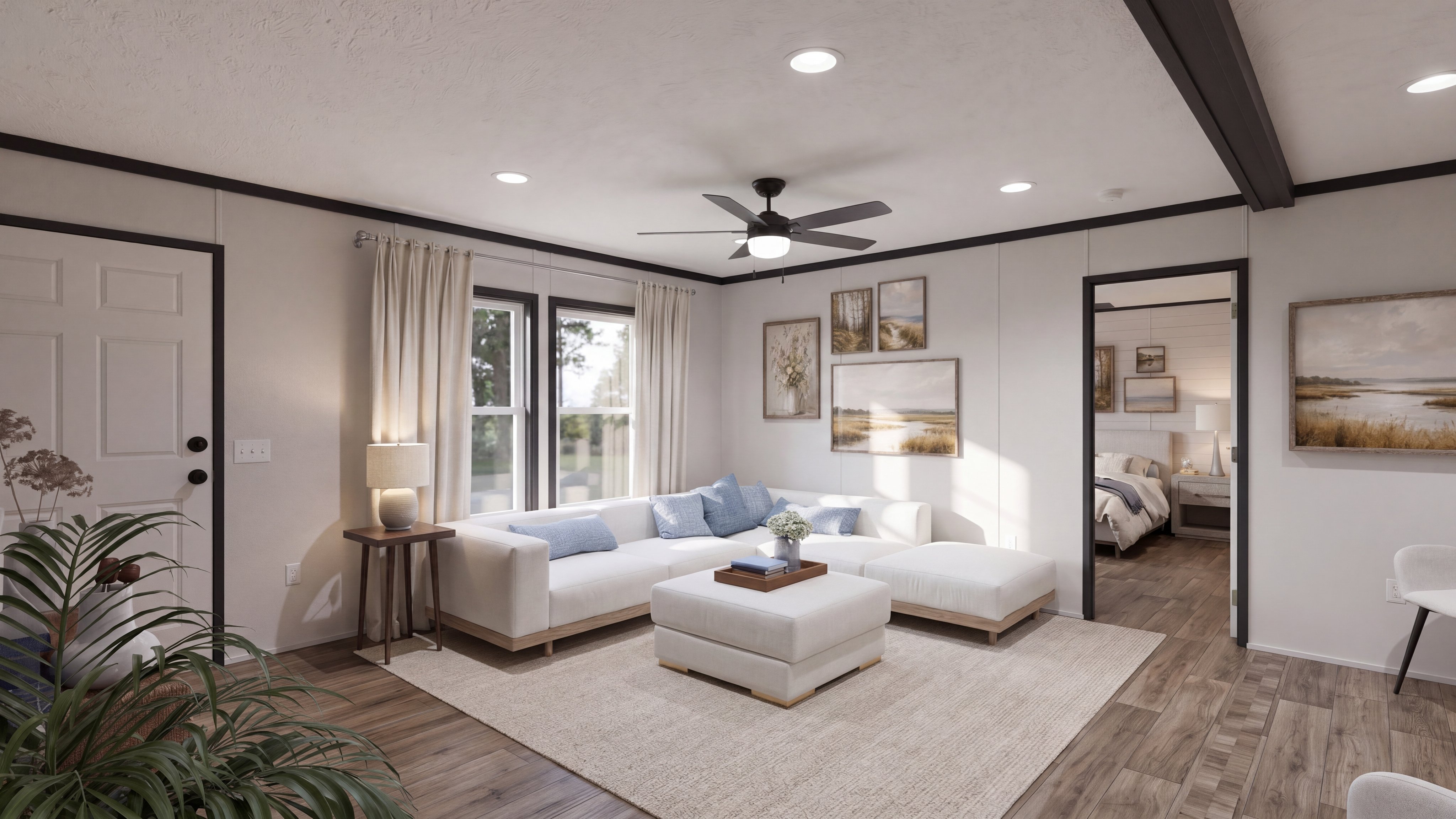 Living room rendering of the The Anniversary 2.1 home.