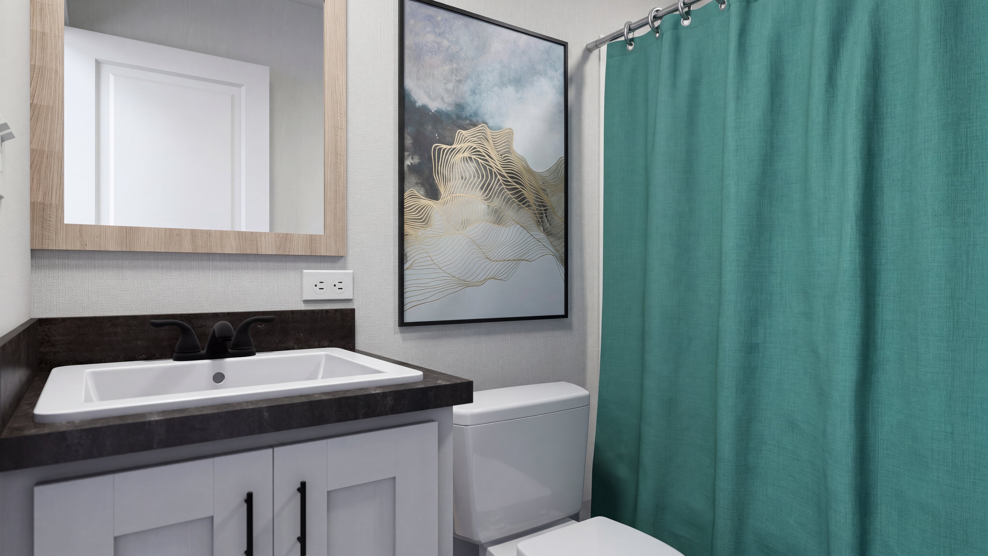 Guest bathroom rendering of the Anniversary 16763 home.