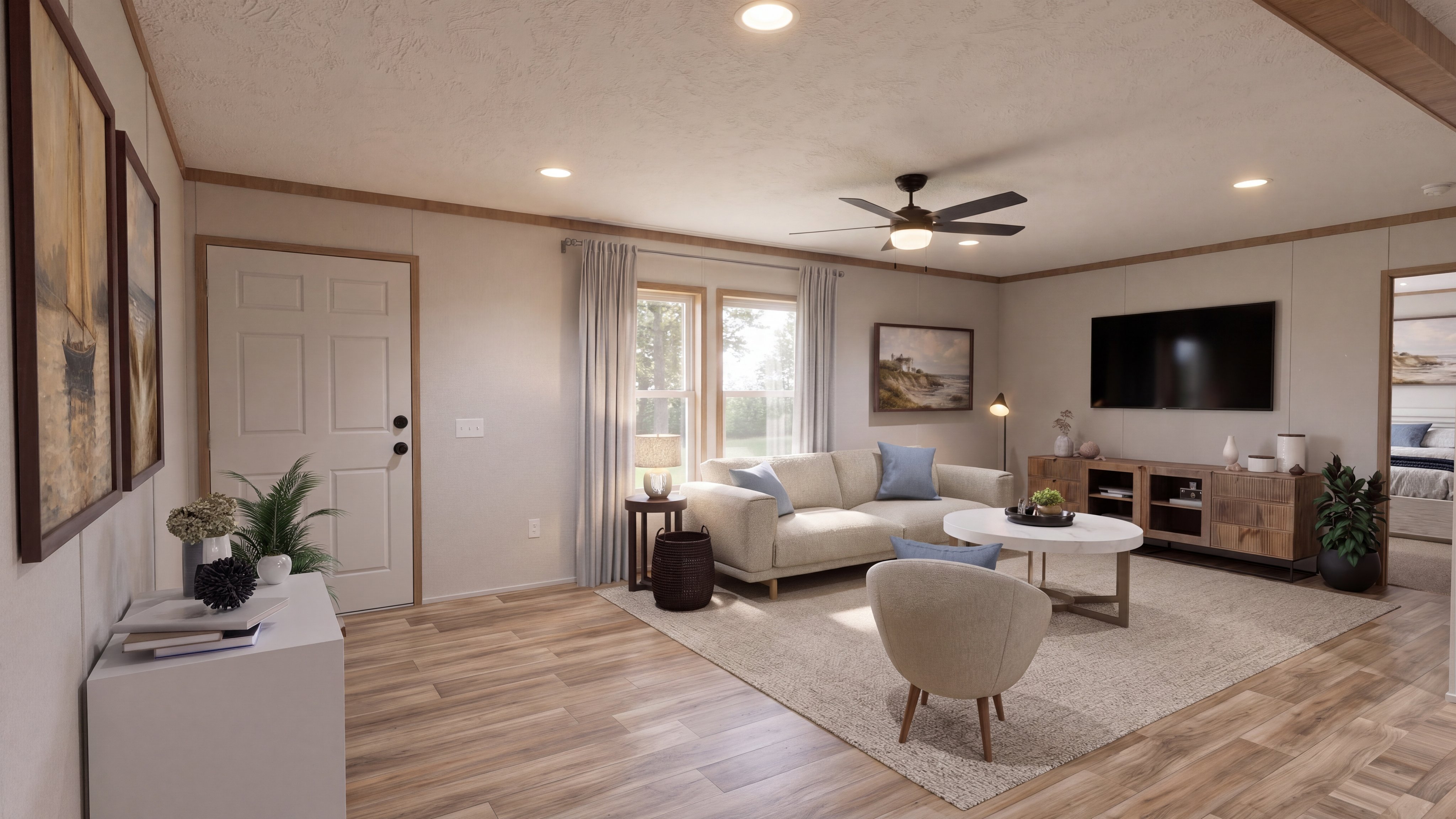 Living room rendering of the The Choice home.