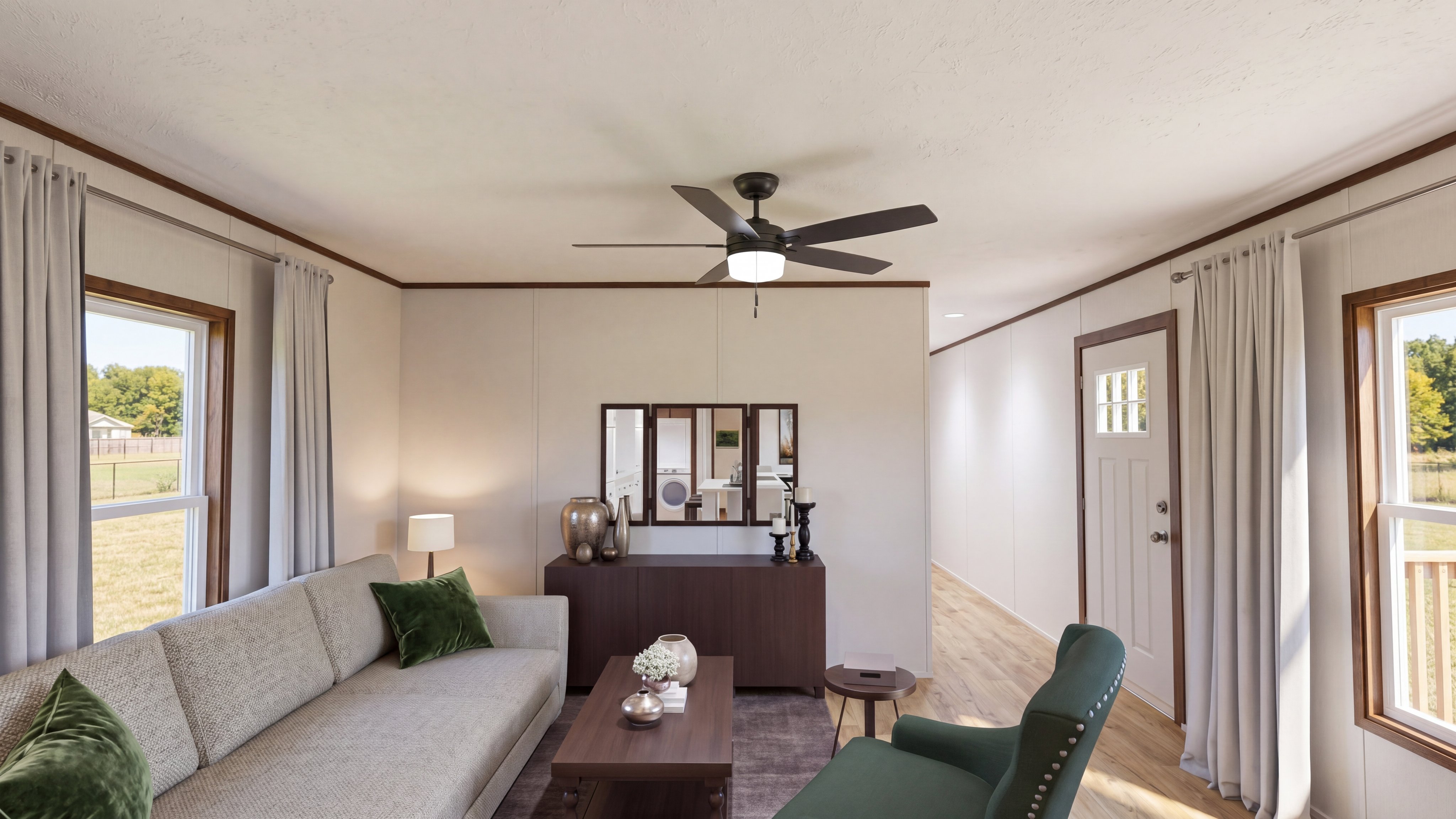 Living room rendering of the Select 16723b home.