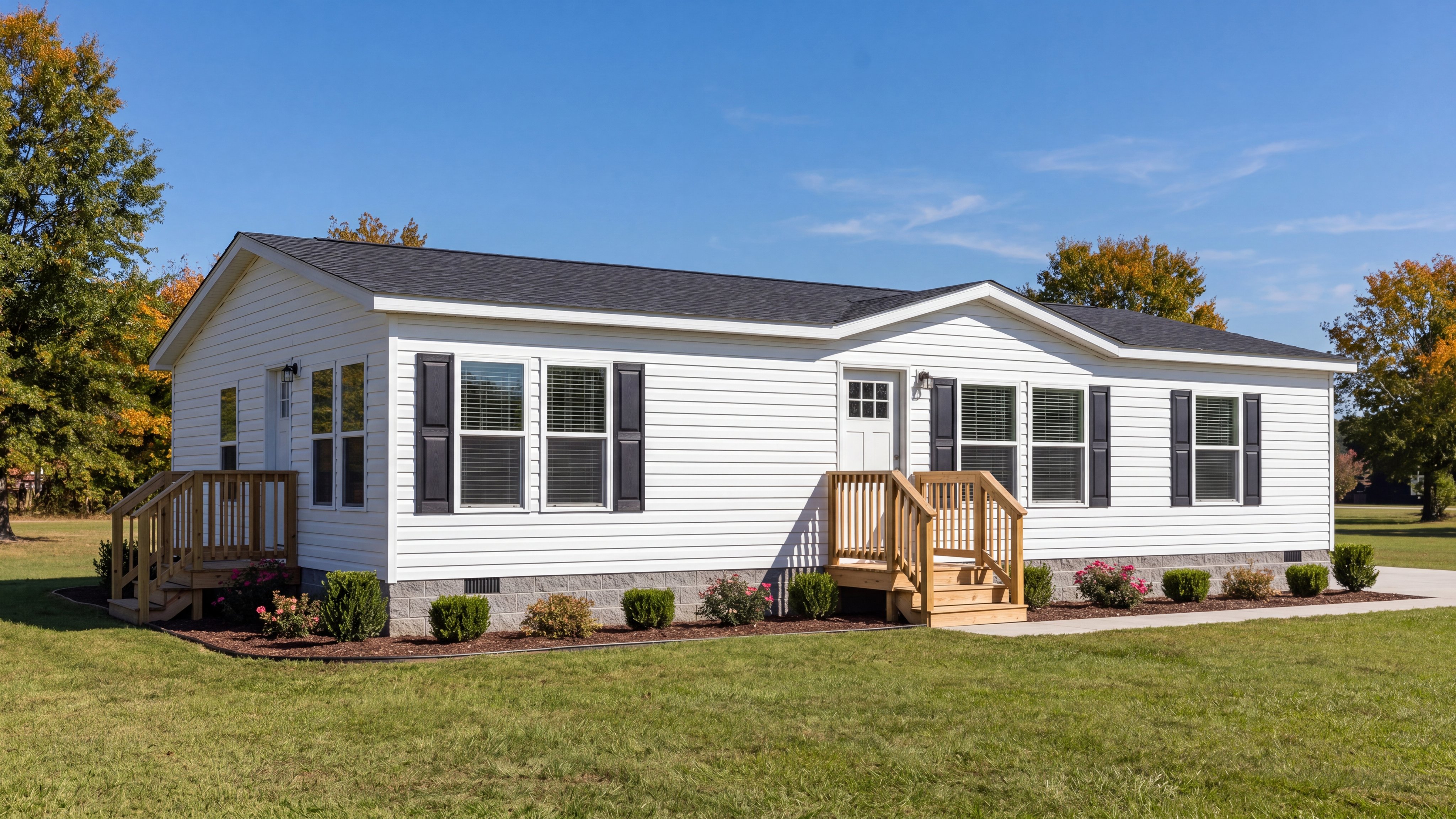 Exterior rendering of the The Southern Farmhouse 48x28 home.
