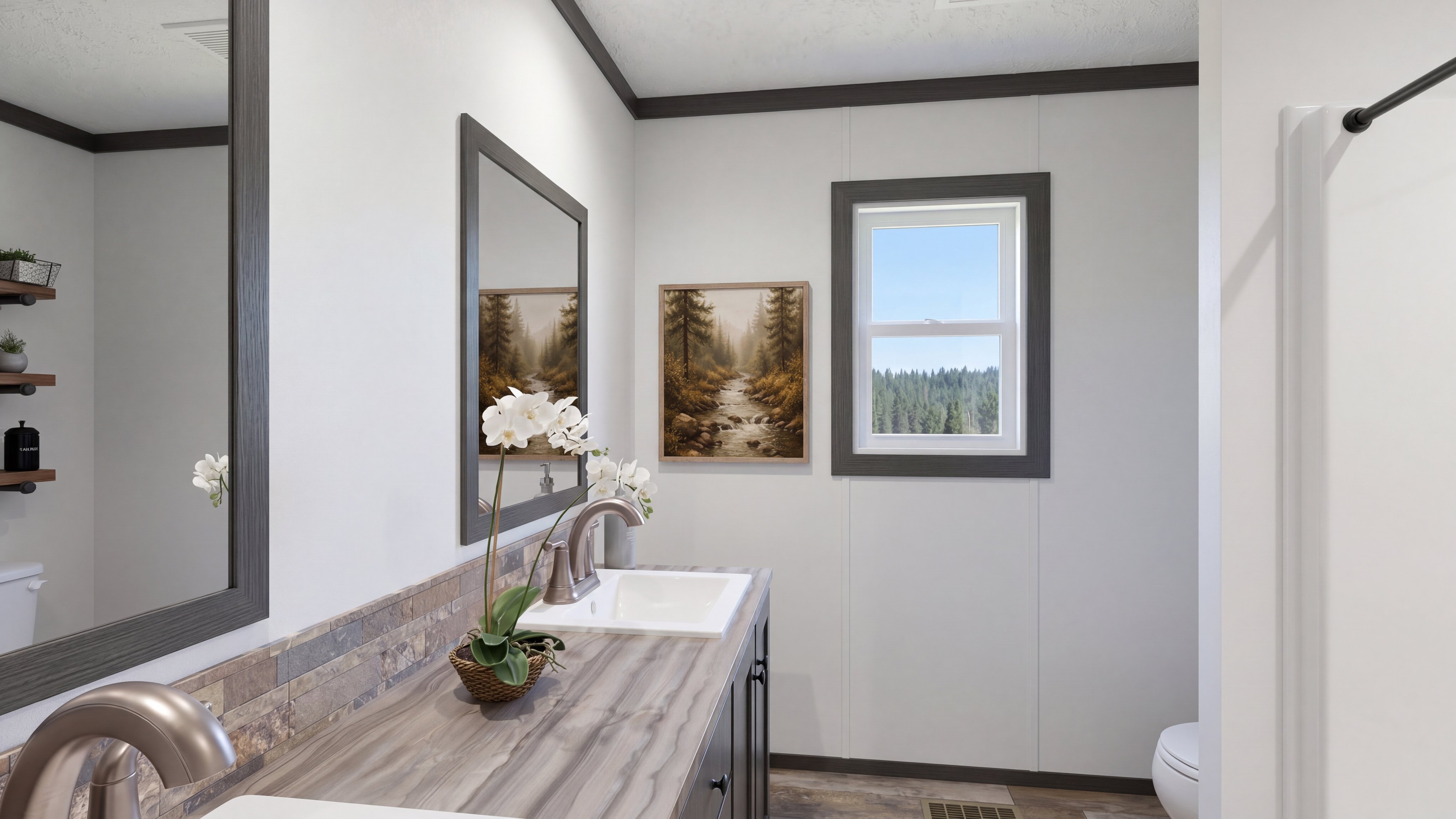 Guest bathroom rendering of the Boujee 56 home.