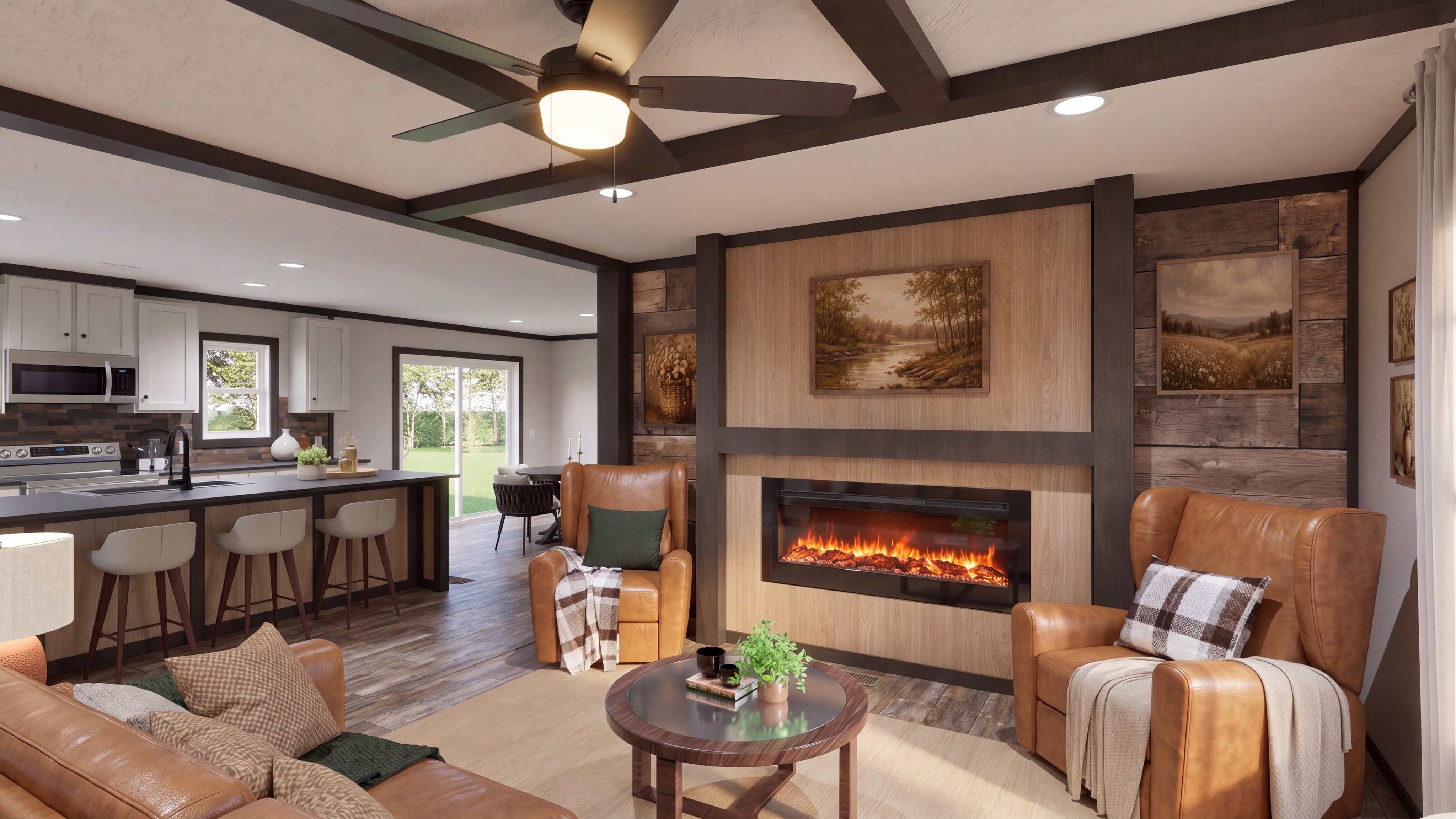 Living room rendering of the Boujee 56 home.