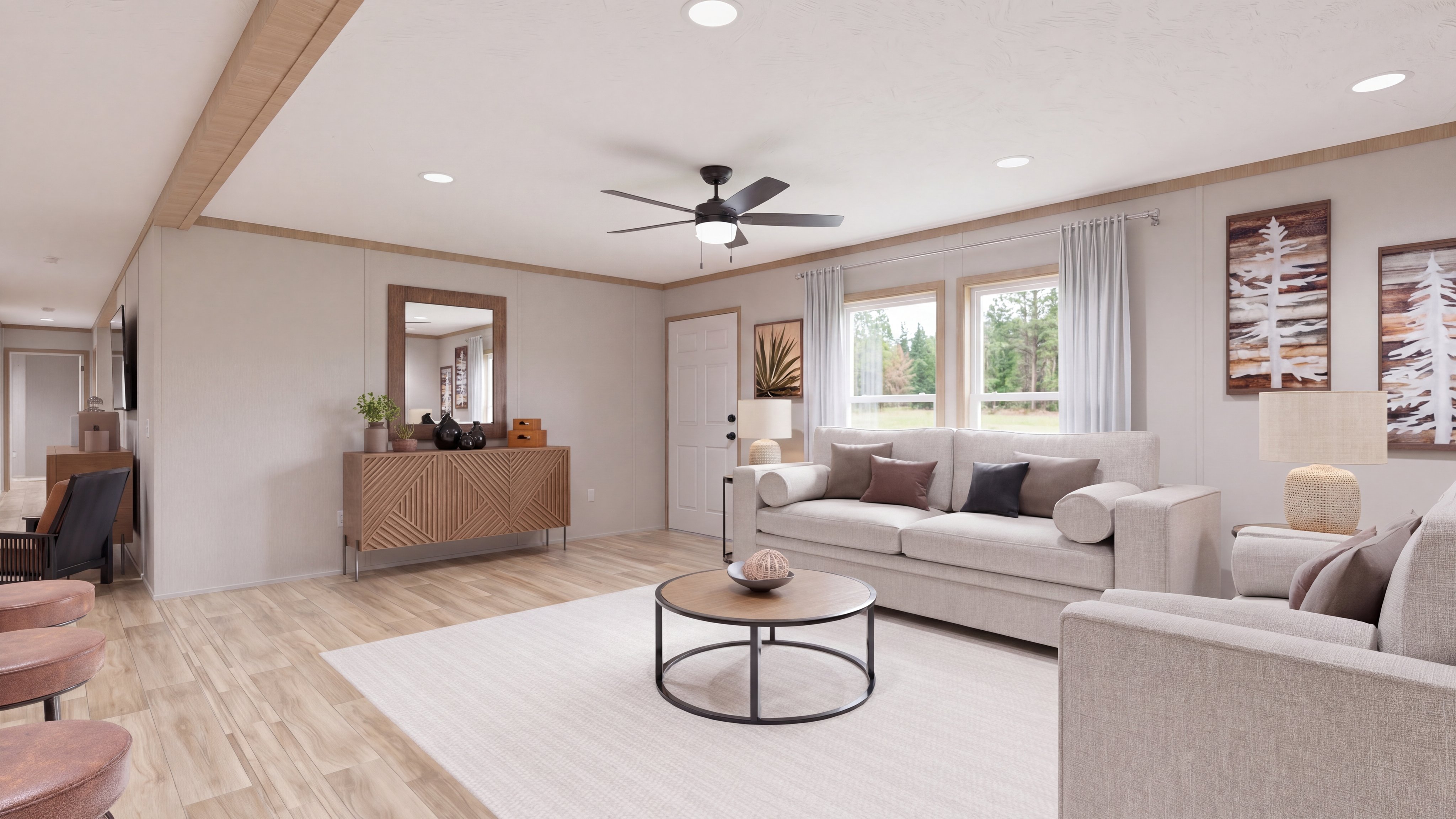 Living room rendering of the El Sueno Breeze home.