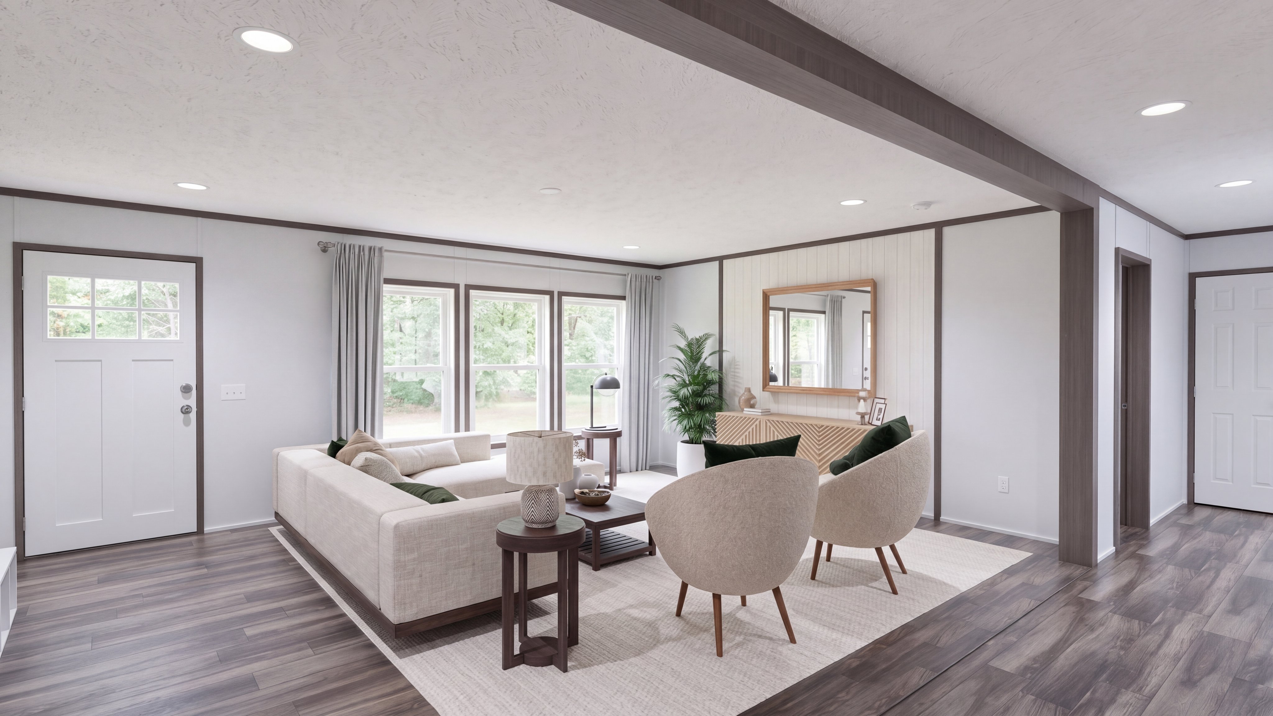 Living room rendering of the Empower home.