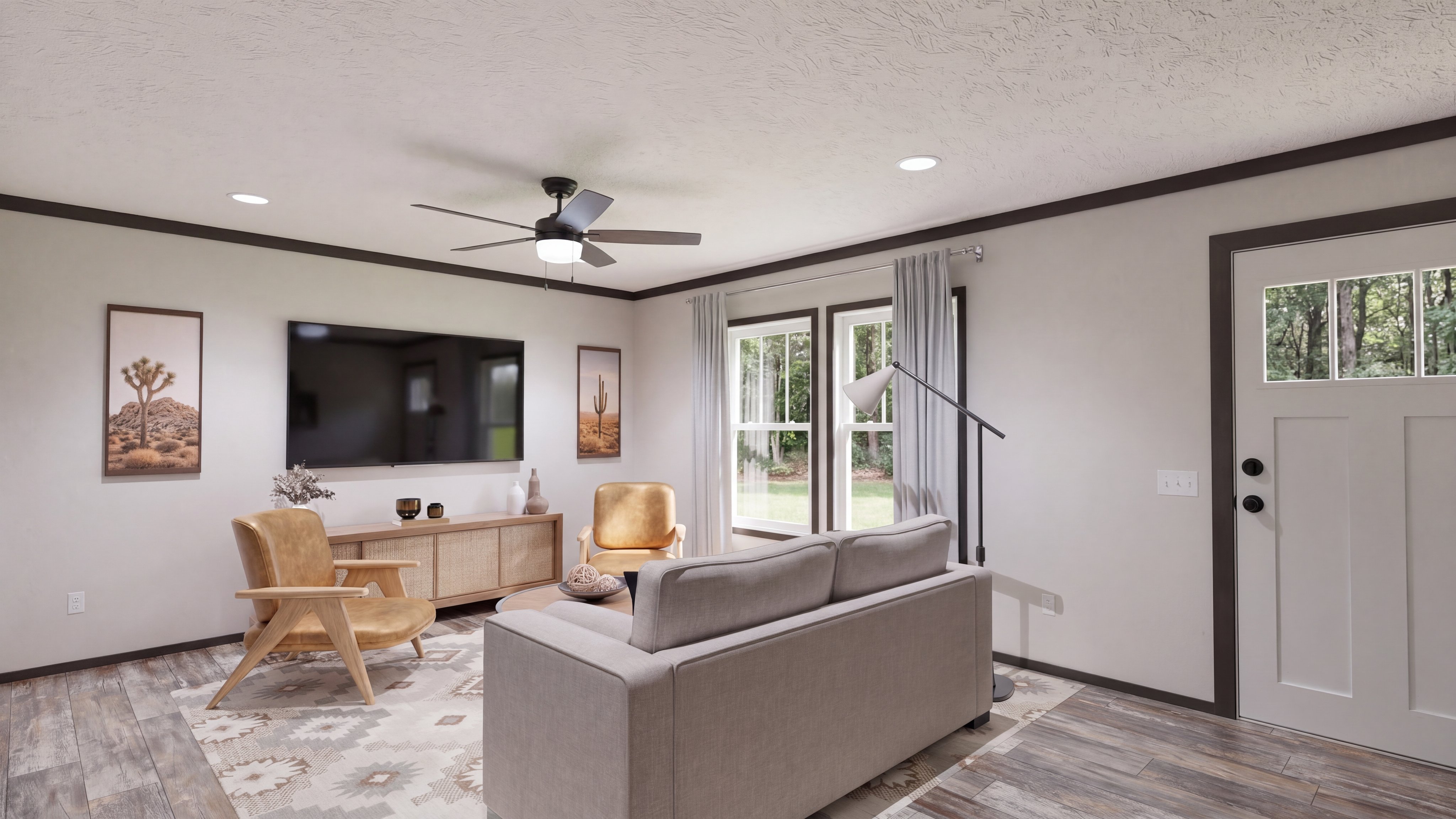 Living room rendering of the Boujee Xl 2 home.