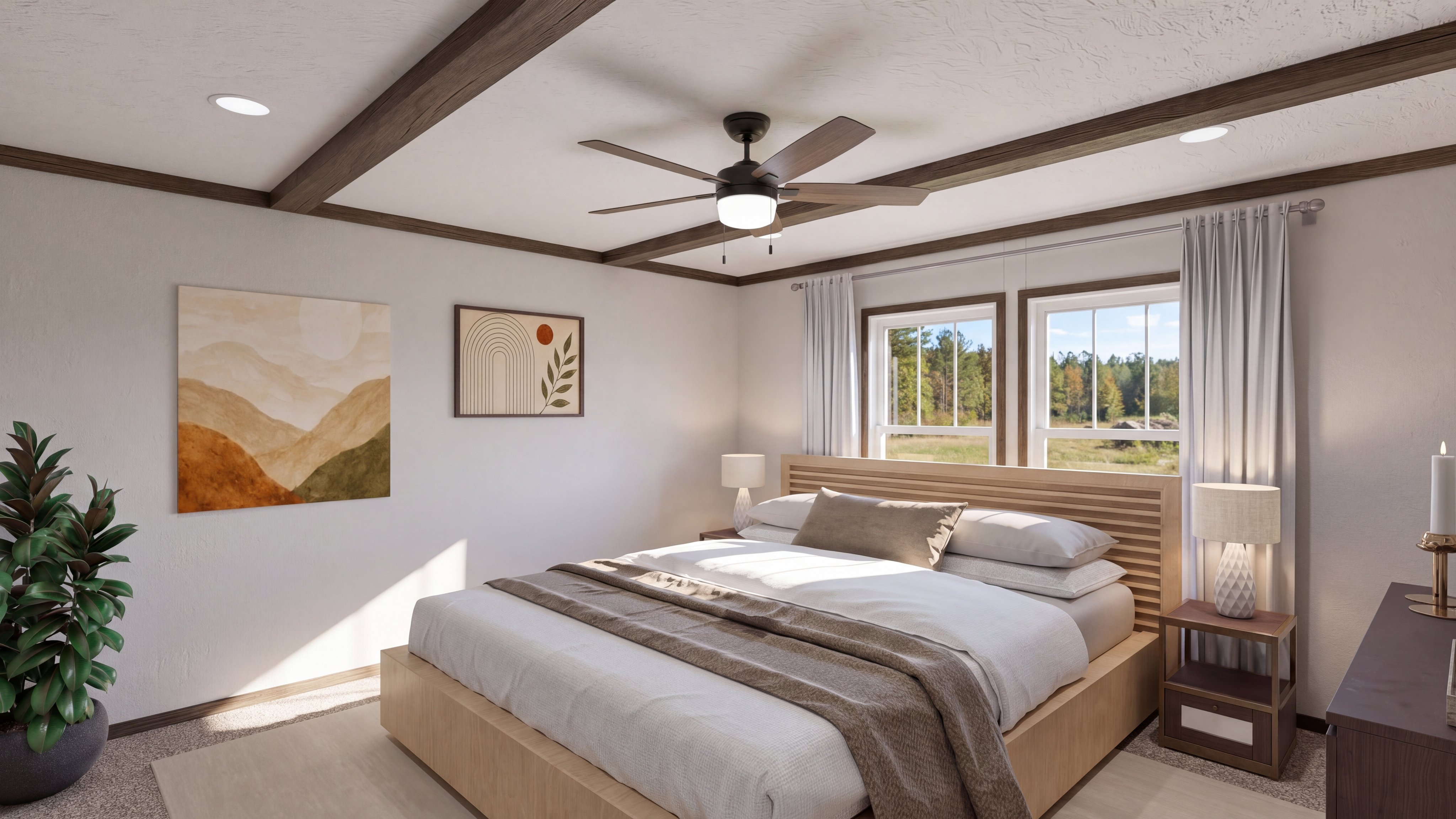 Primary bedroom rendering of the Boujee Lux home.