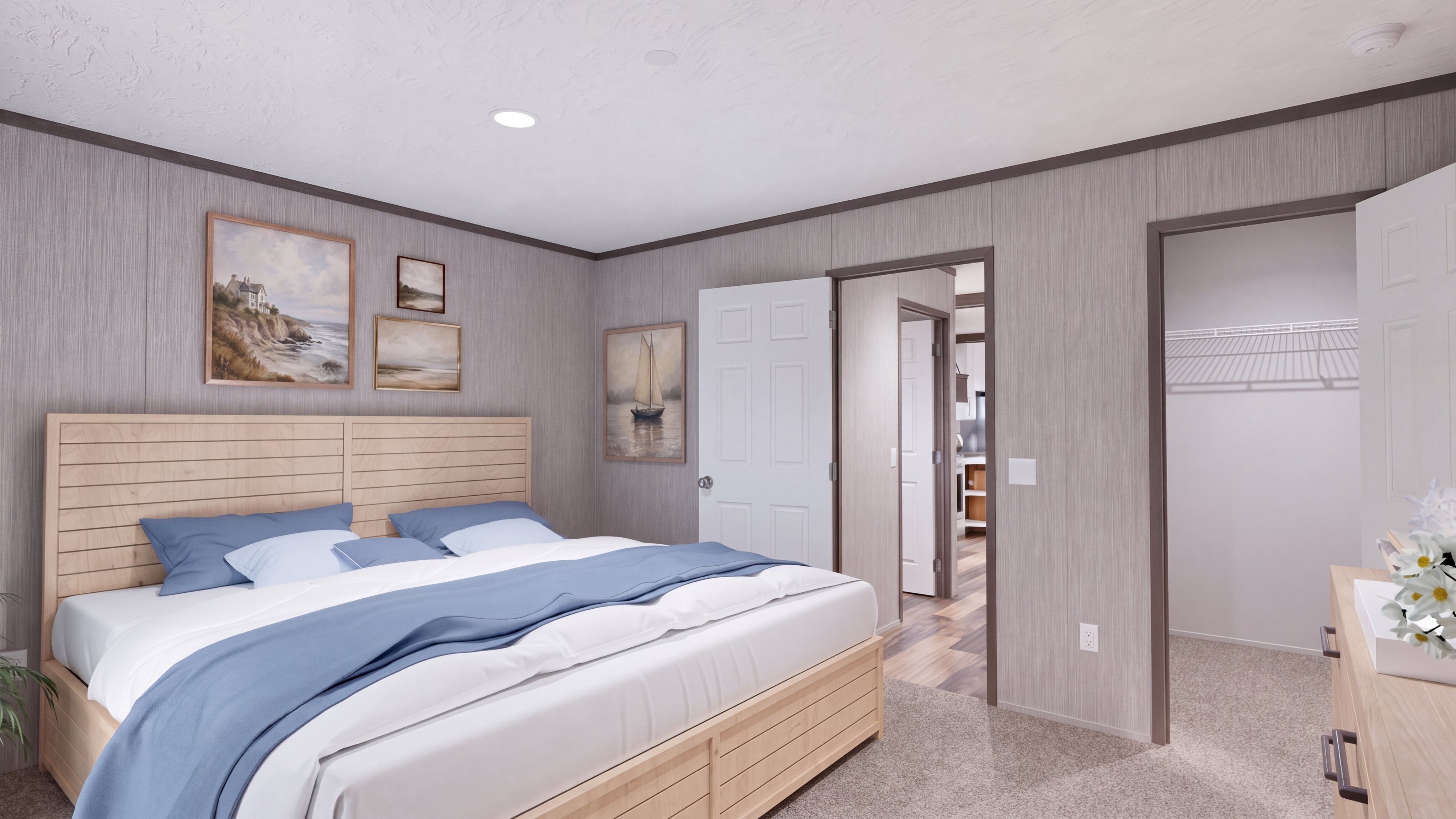 Primary bedroom rendering of the The Seaside home.