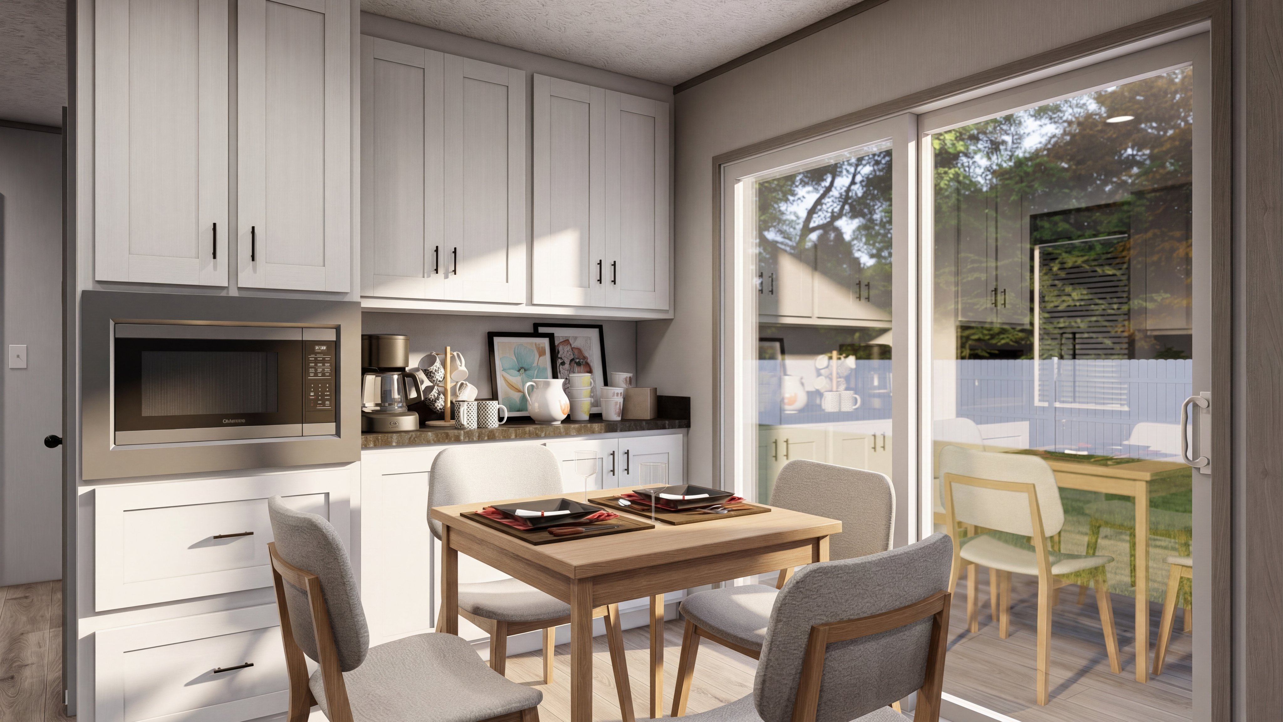 Dining room rendering of the Anniversary 16763 home.