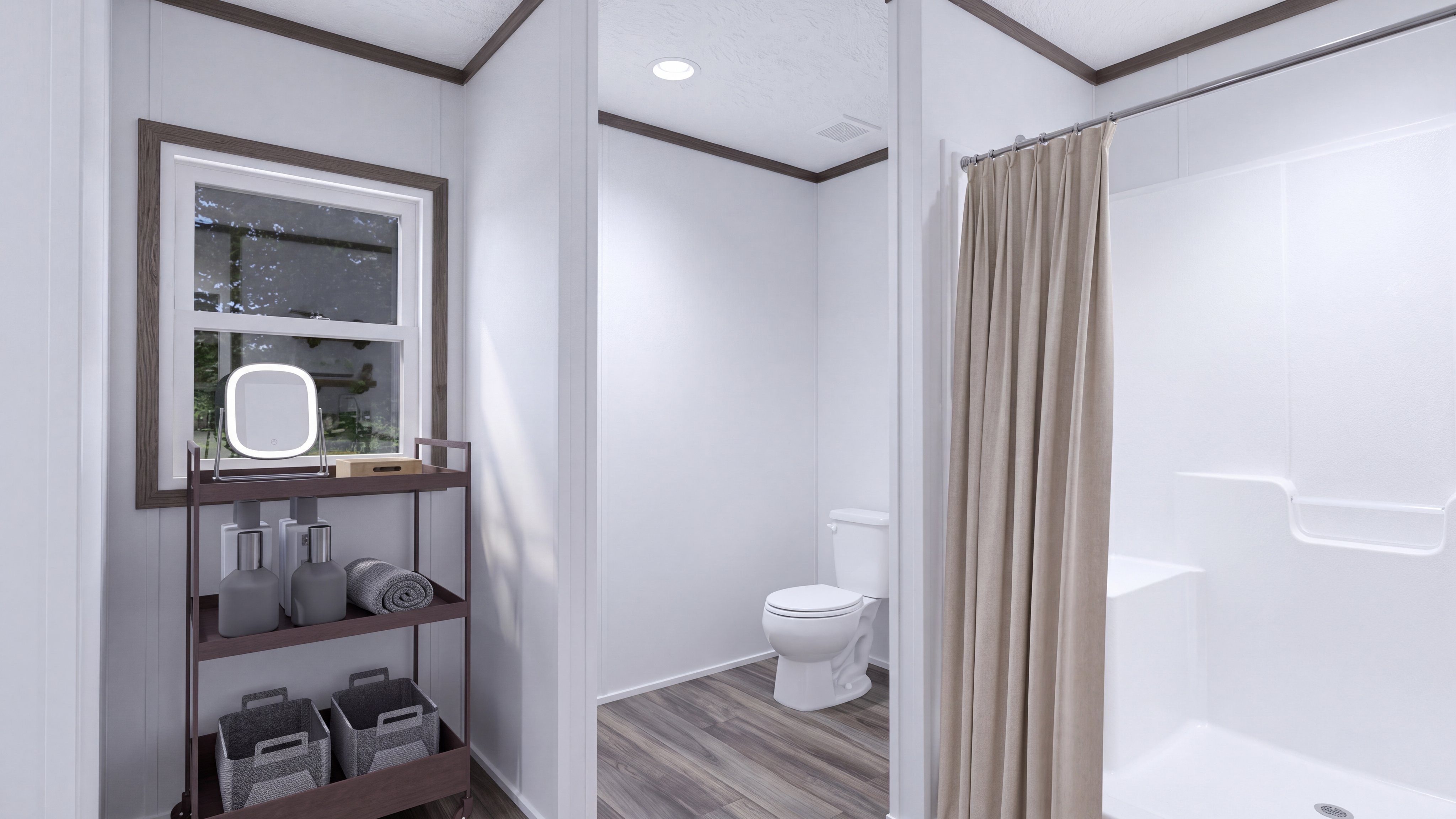 Primary bathroom rendering of the Empower home.
