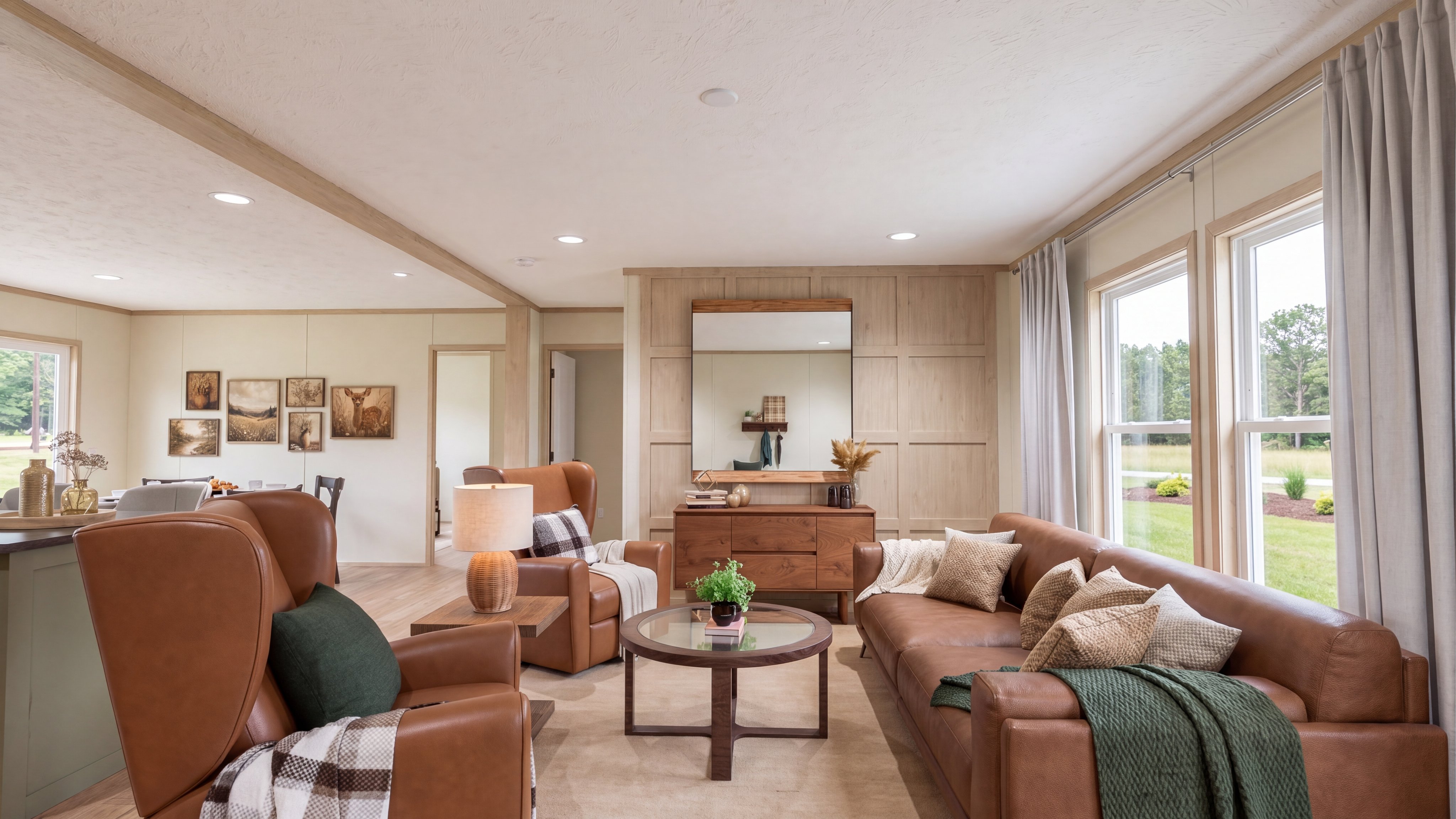 Living room rendering of the Desoto home.