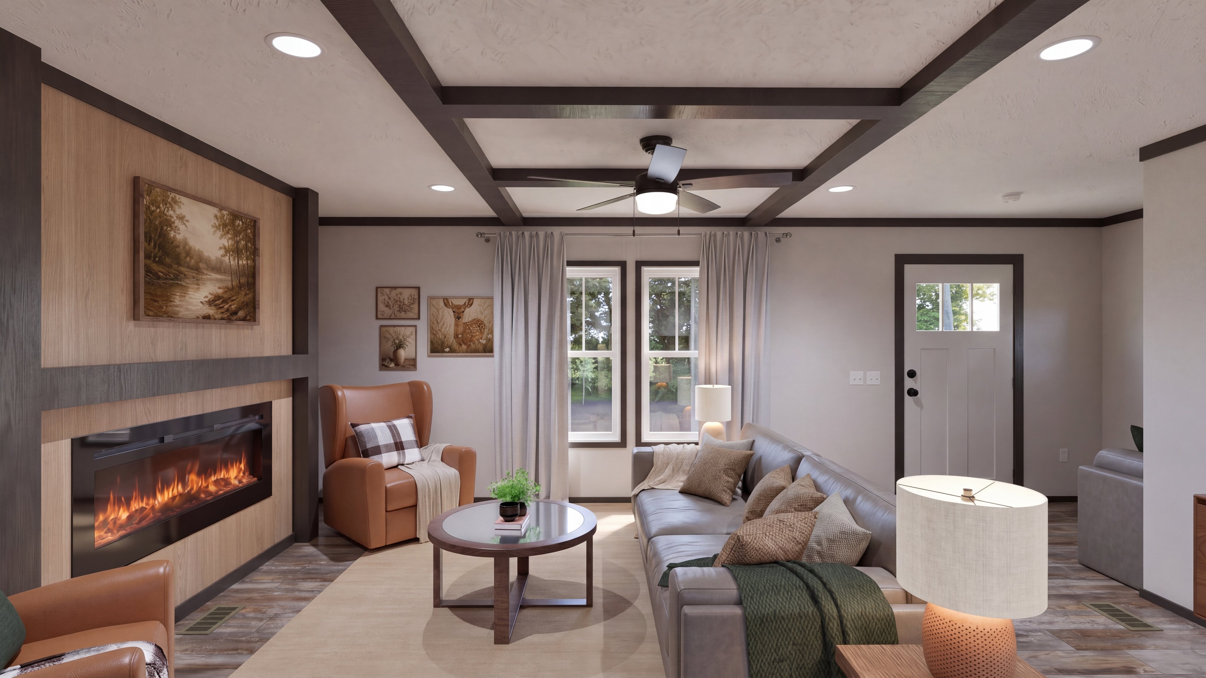 Living room rendering of the Boujee 56 home.