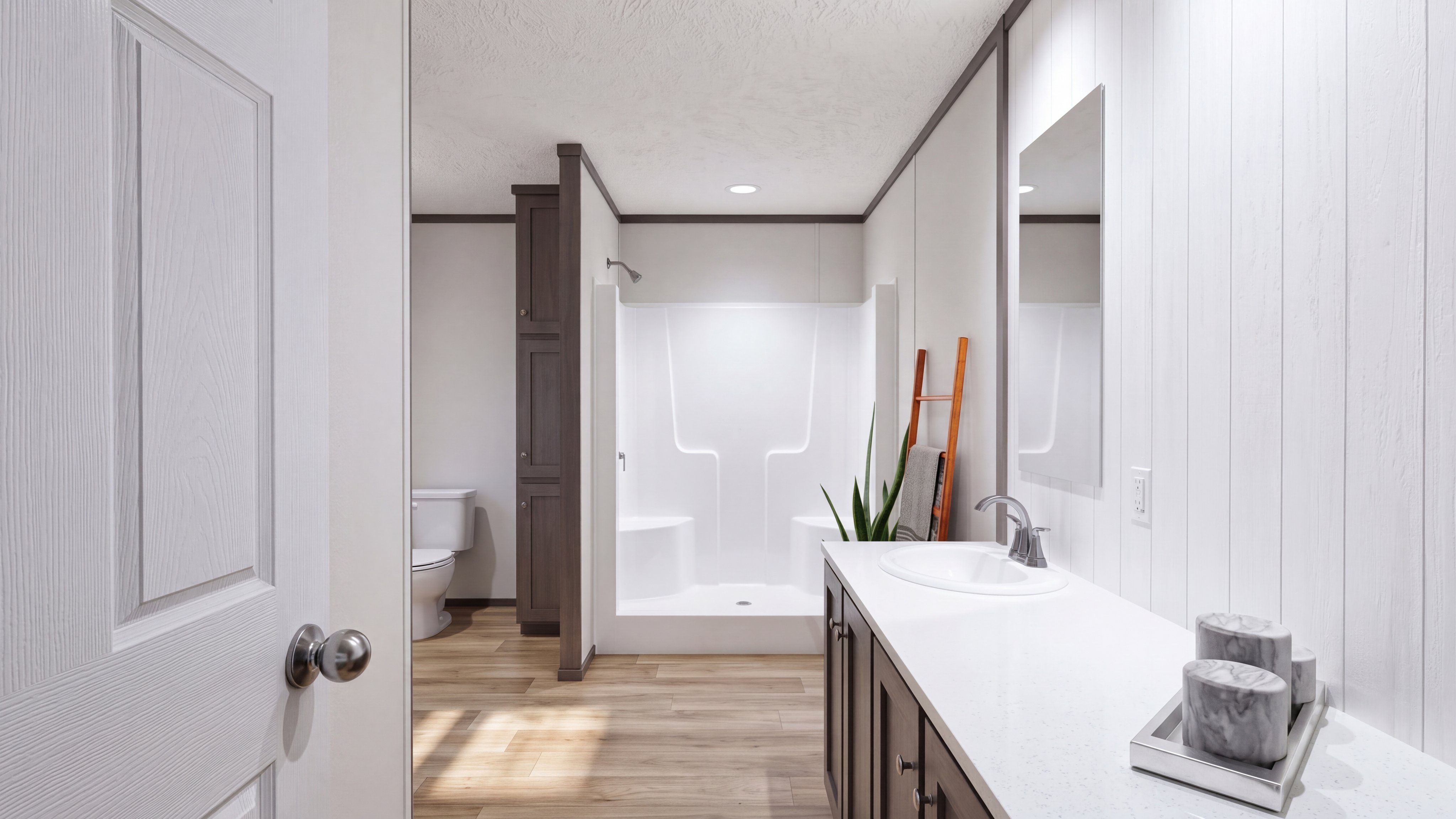 Primary bathroom rendering of the Discover home.