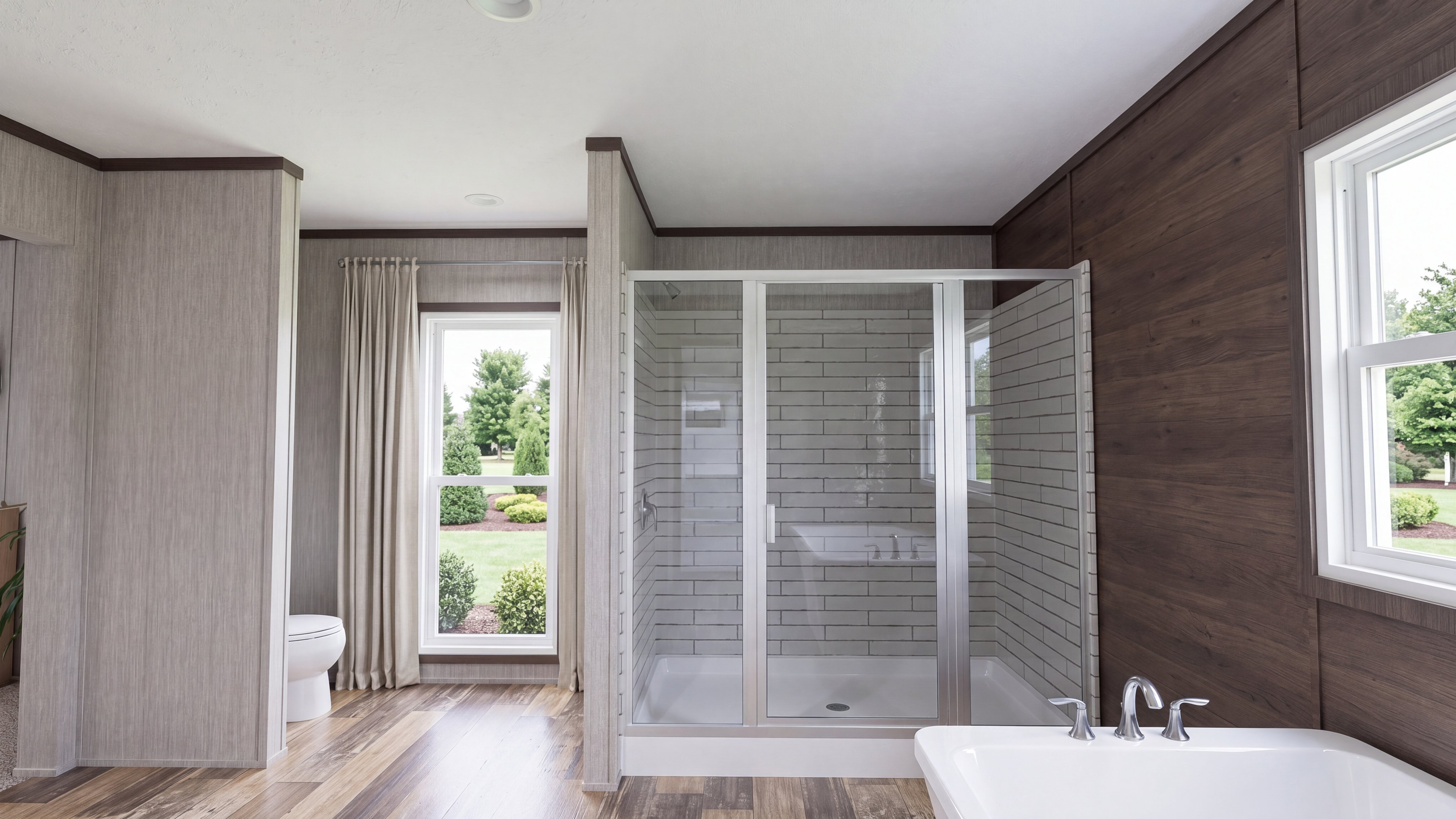 Primary bathroom rendering of the The Shoreline home.