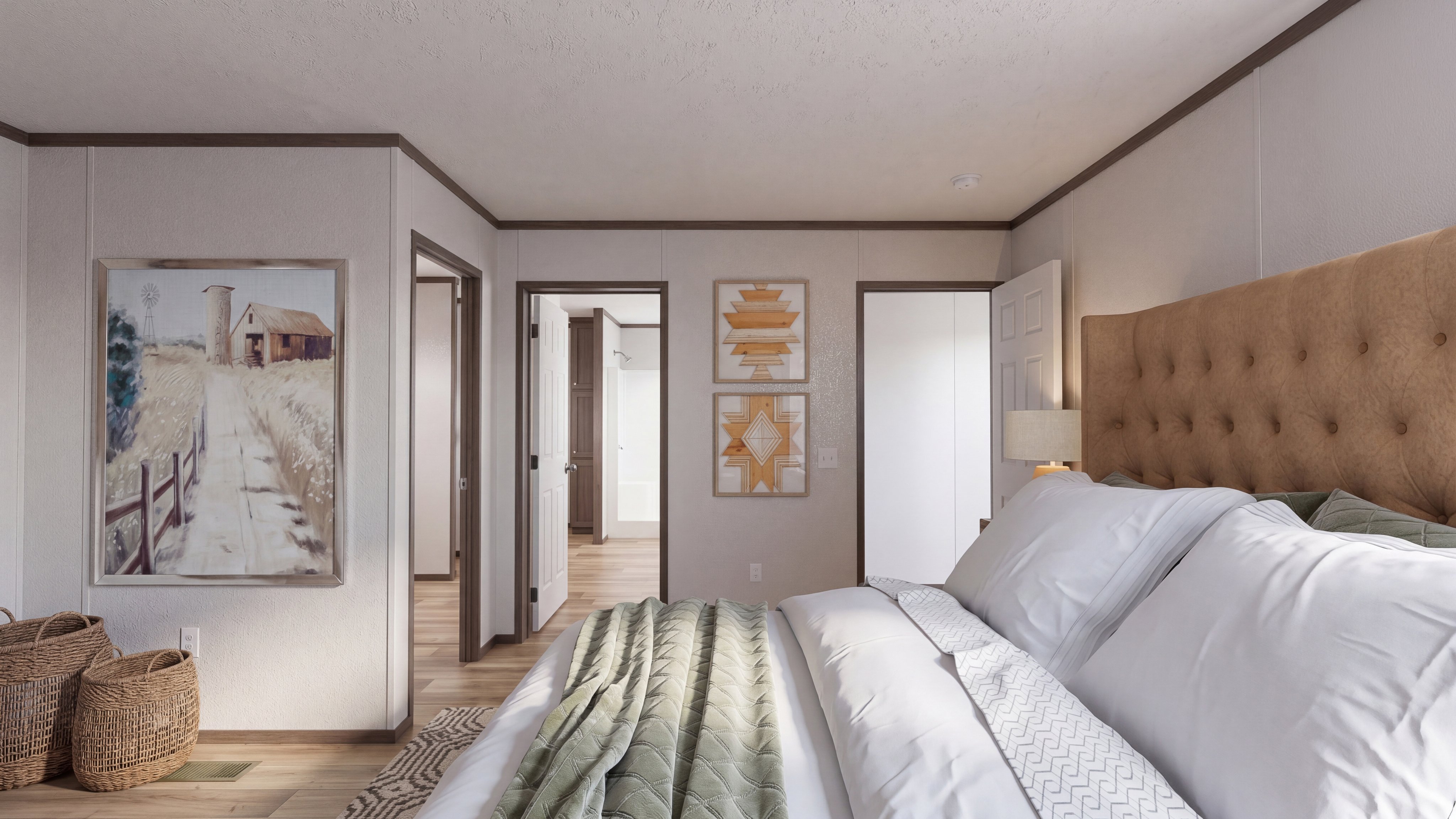 Primary bedroom rendering of the Discover home.