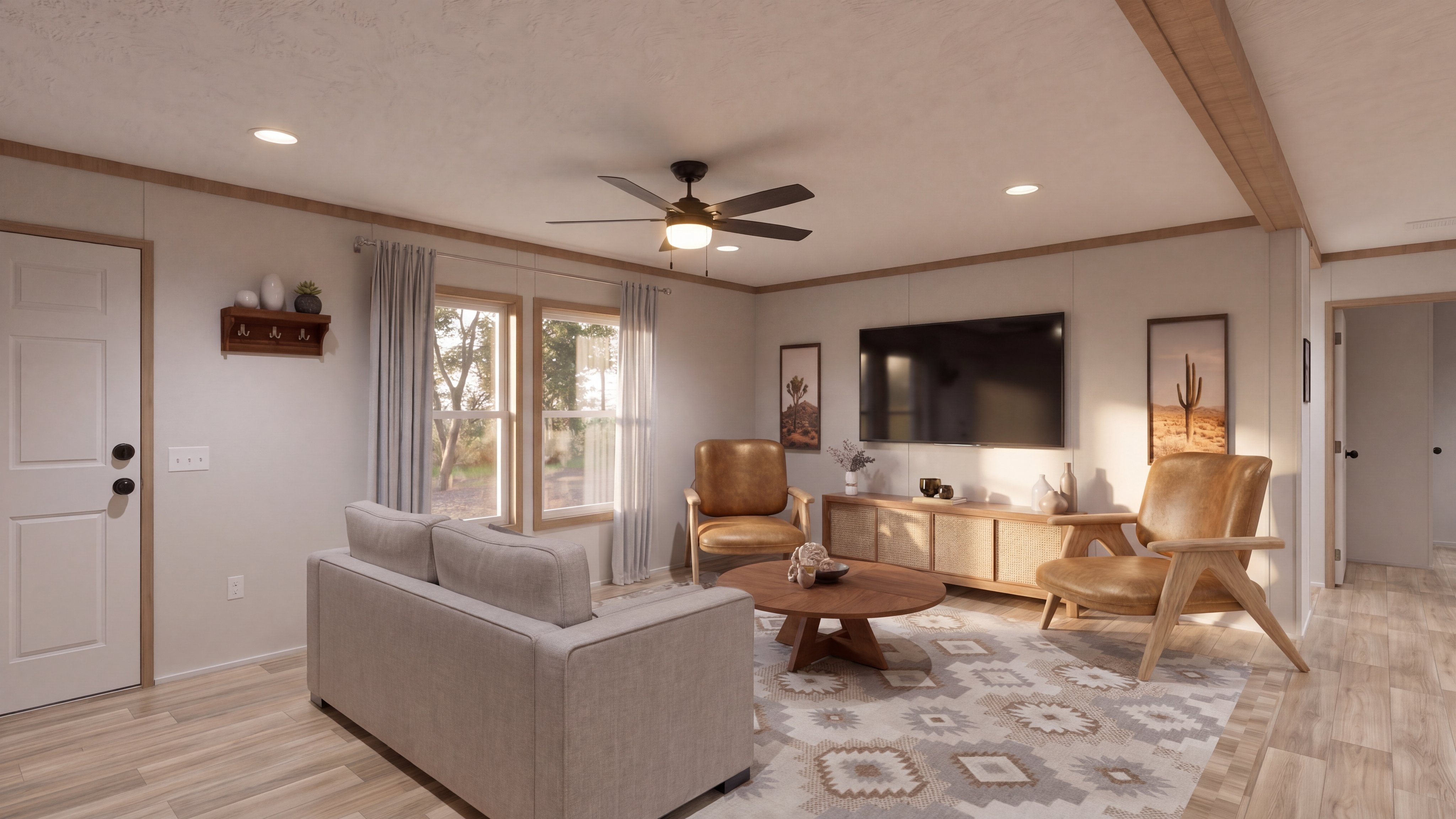 Living room rendering of the The Real Deal home.