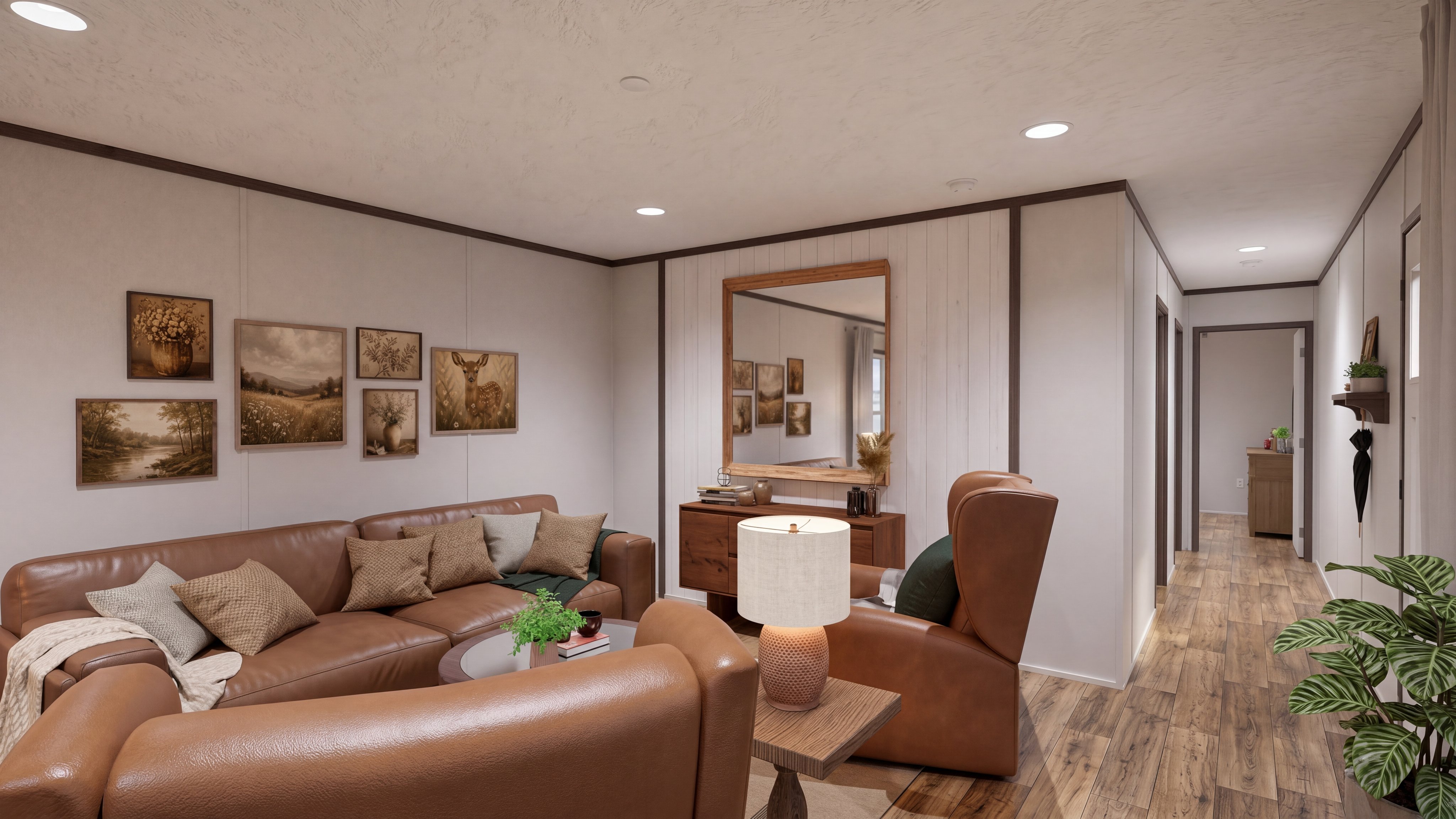Living room rendering of the Desire home.