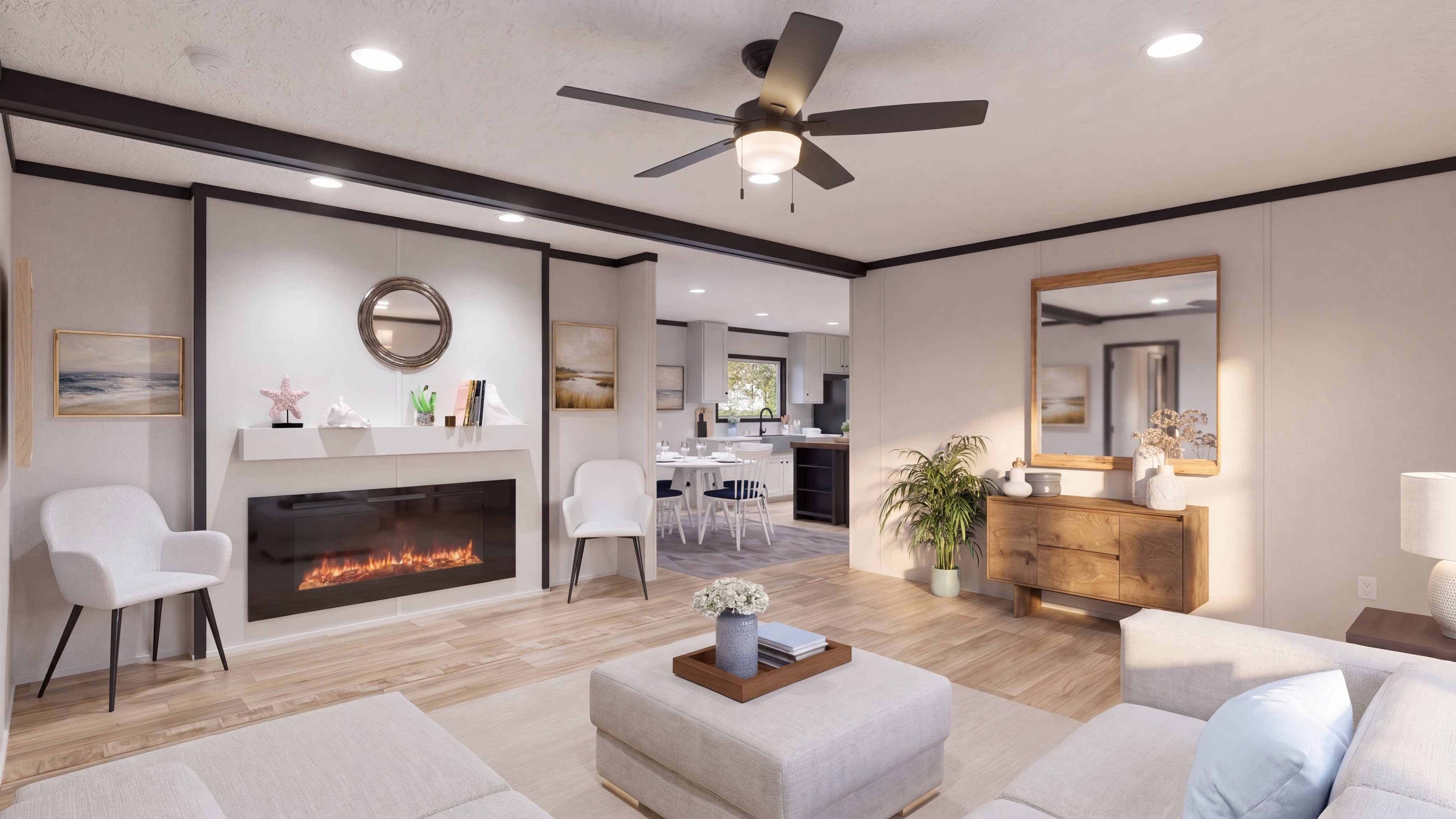 Living room rendering of the The Anniversary 2.1 home.