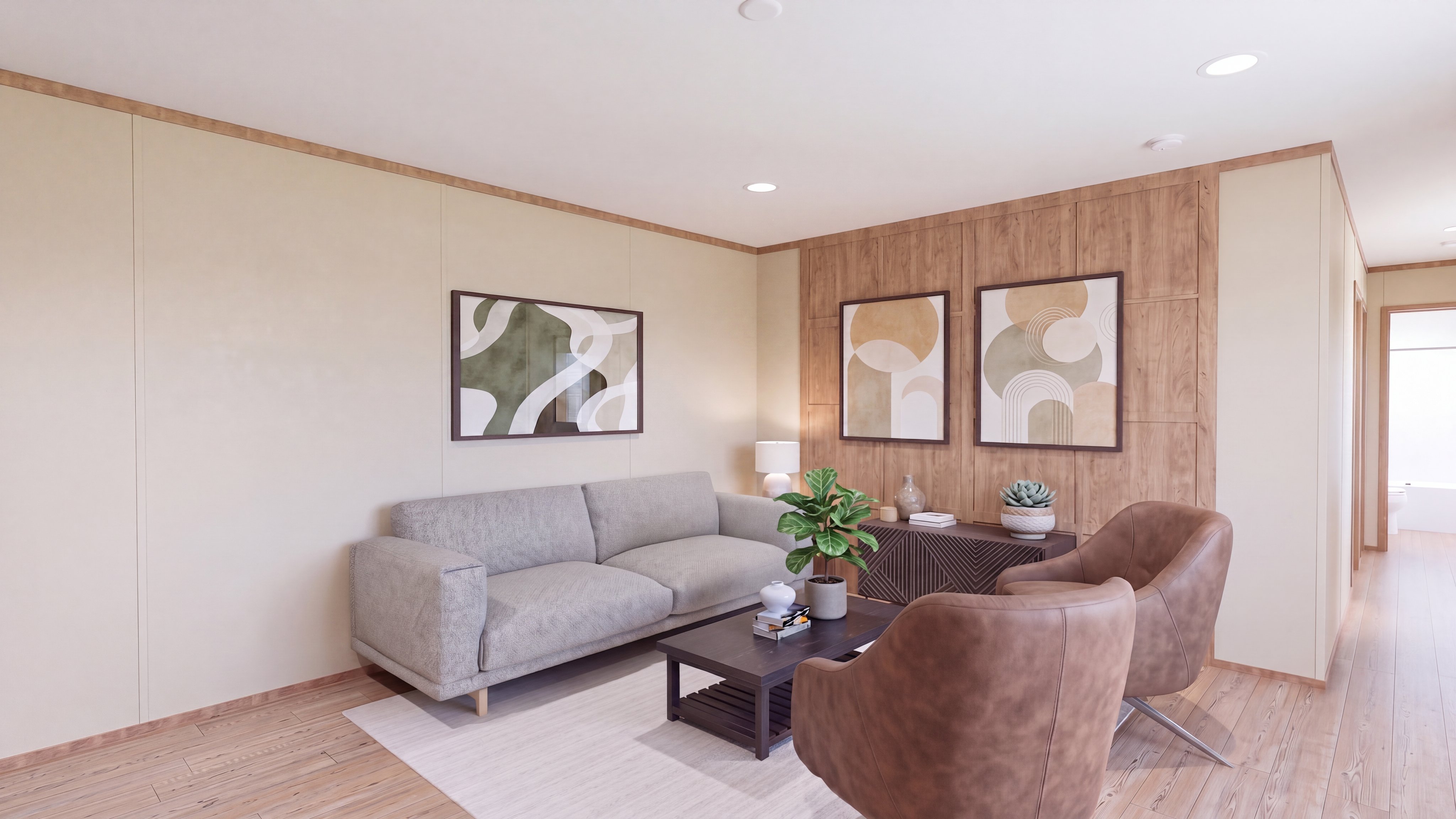 Living room rendering of the Mariner home.