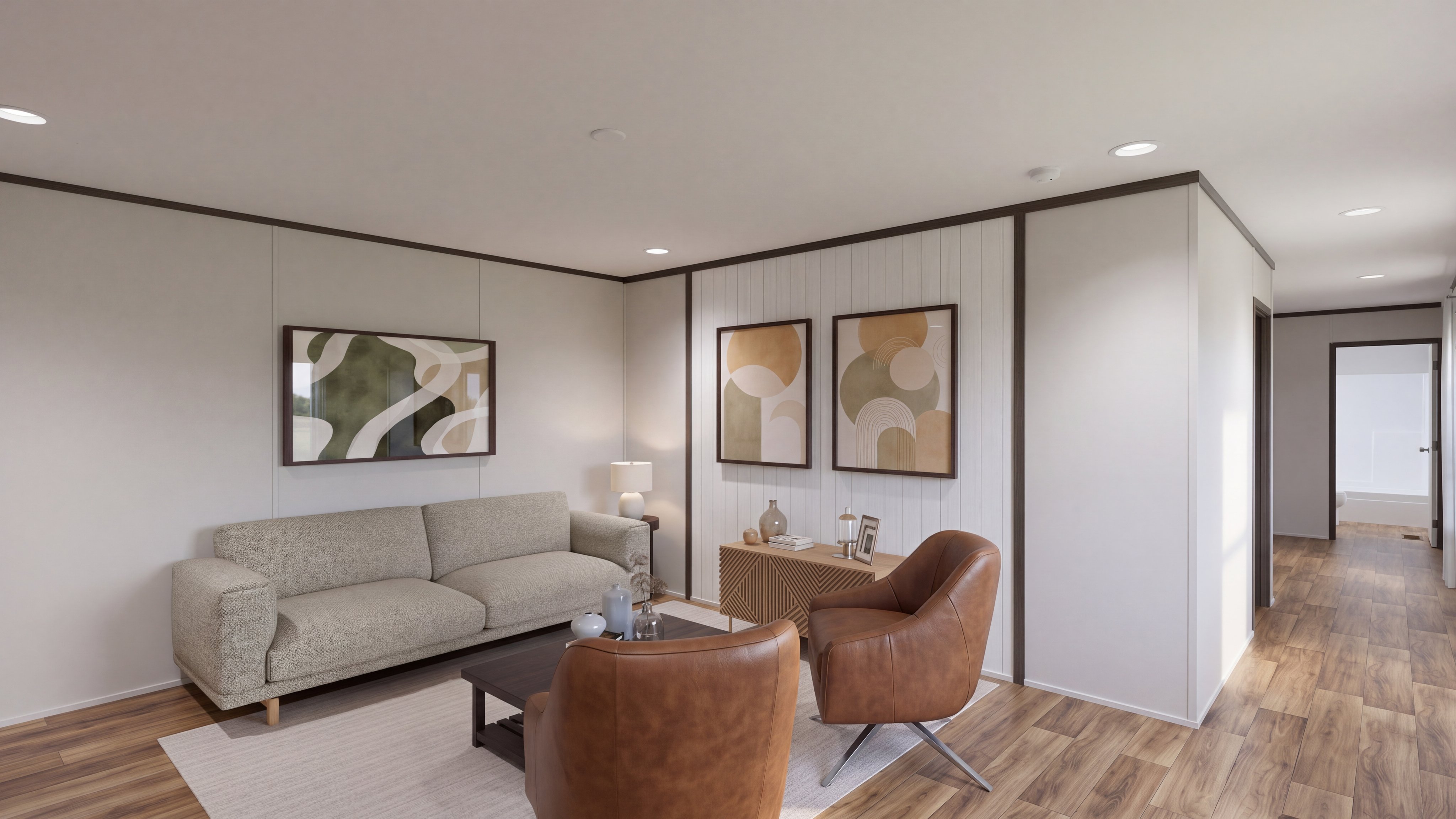 Living room rendering of the Colossal home.