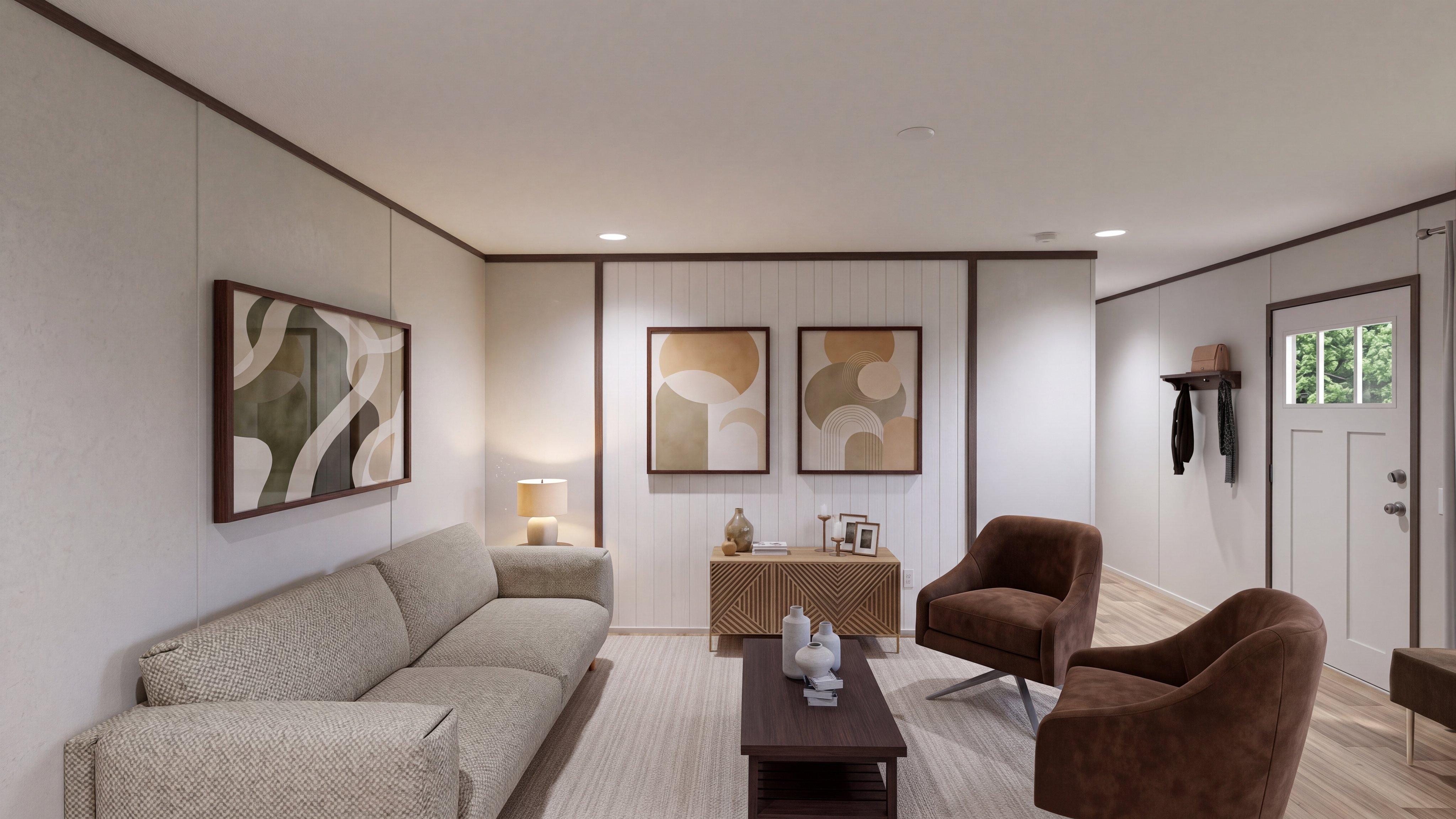 Living room rendering of the Colossal home.