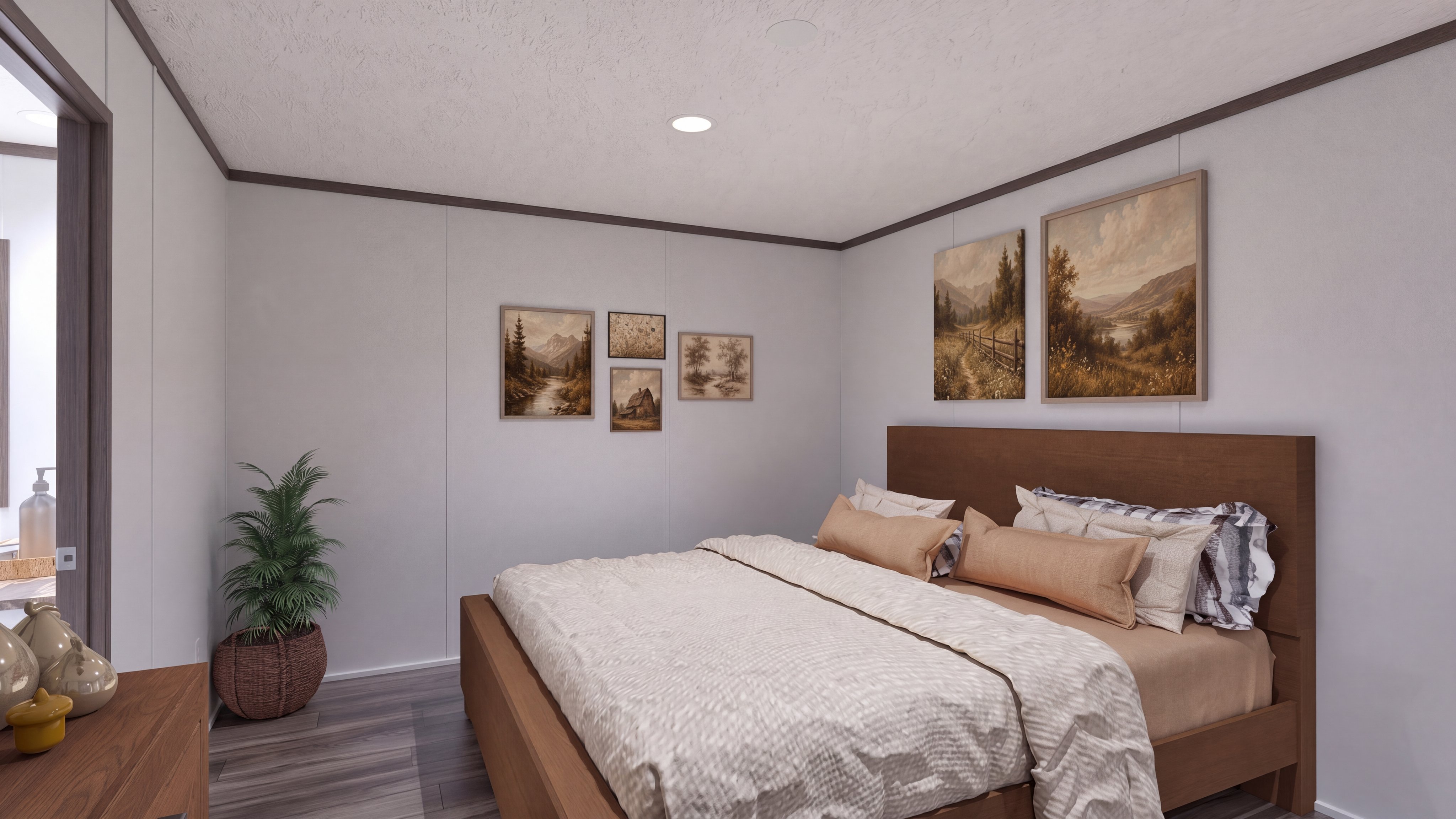 Primary bedroom rendering of the Essence home.