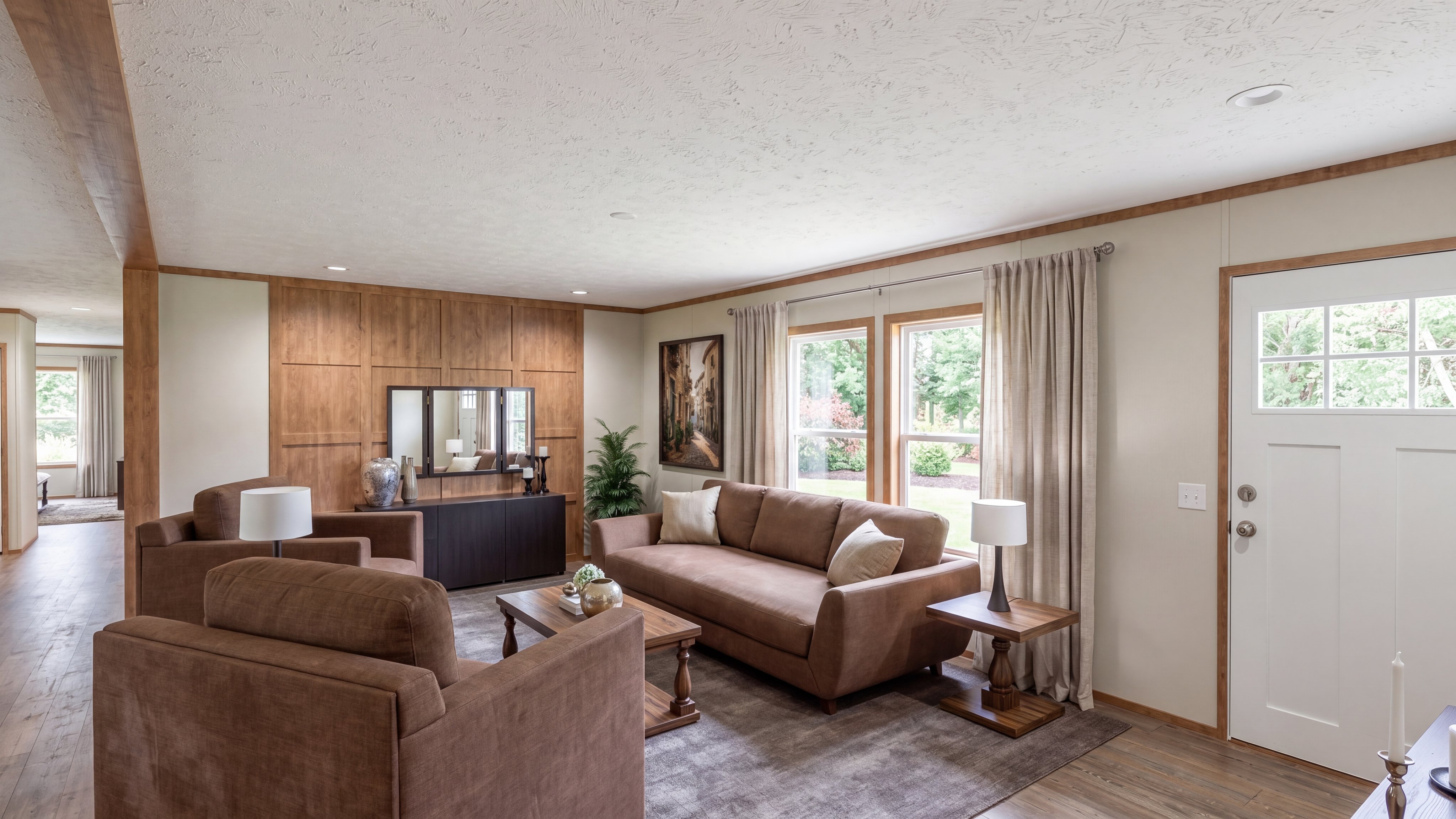 Living room rendering of the Crockett home.