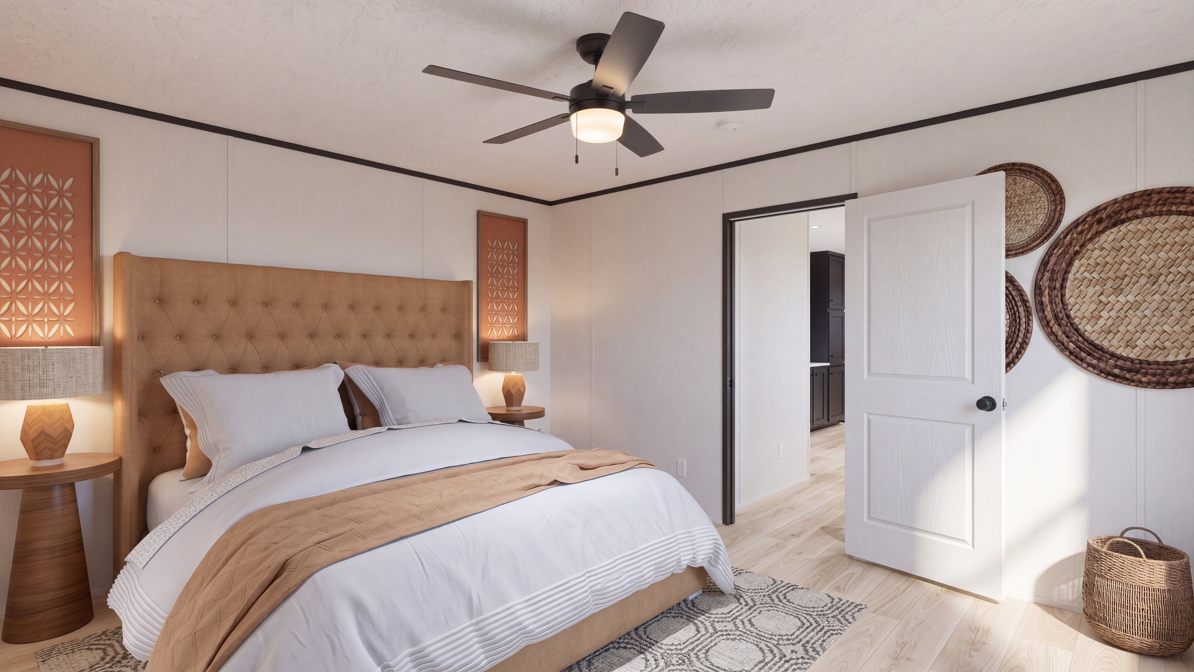 Primary bedroom rendering of the Anniversary 16763 home.