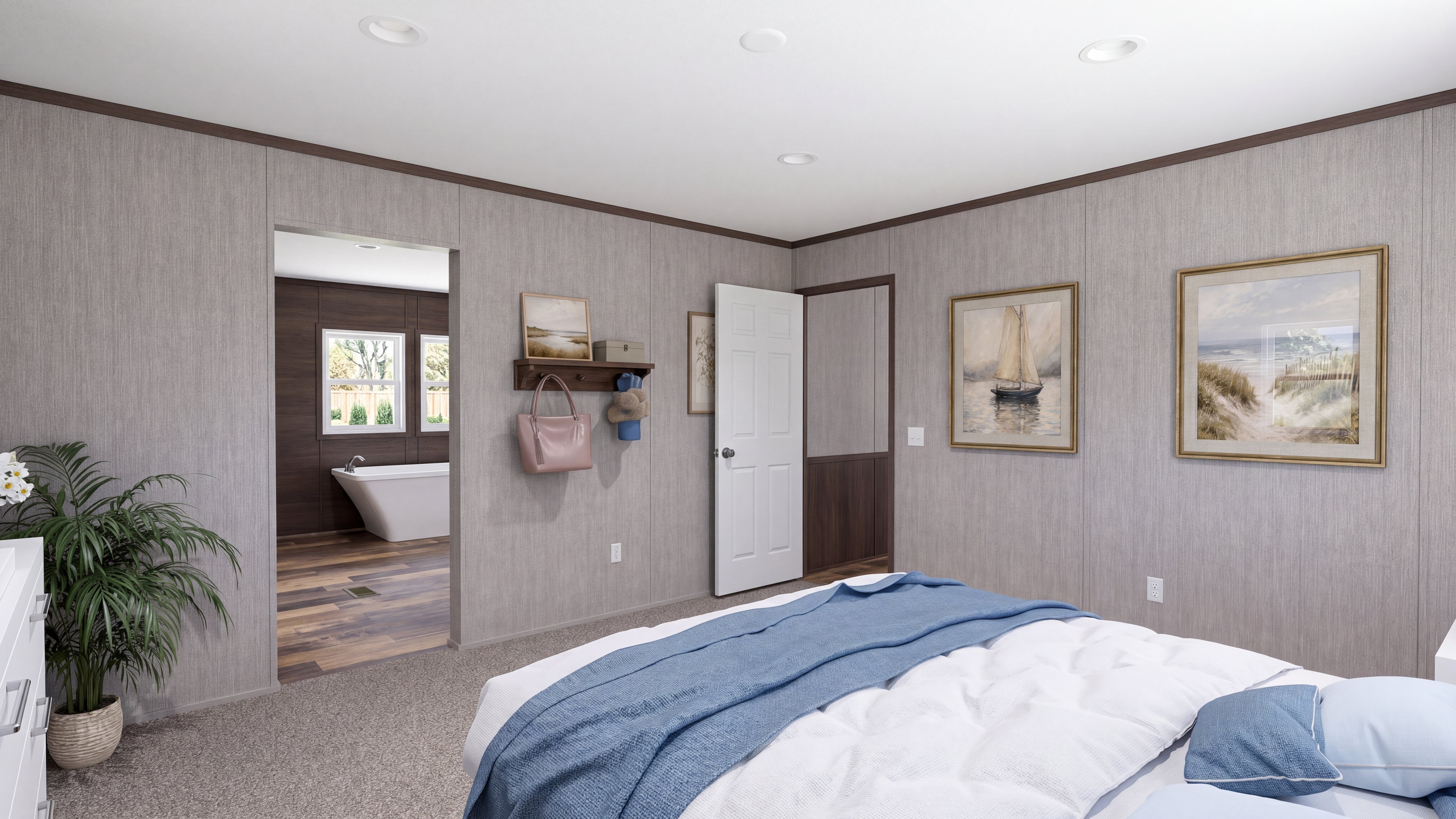 Primary bedroom rendering of the The Shoreline home.
